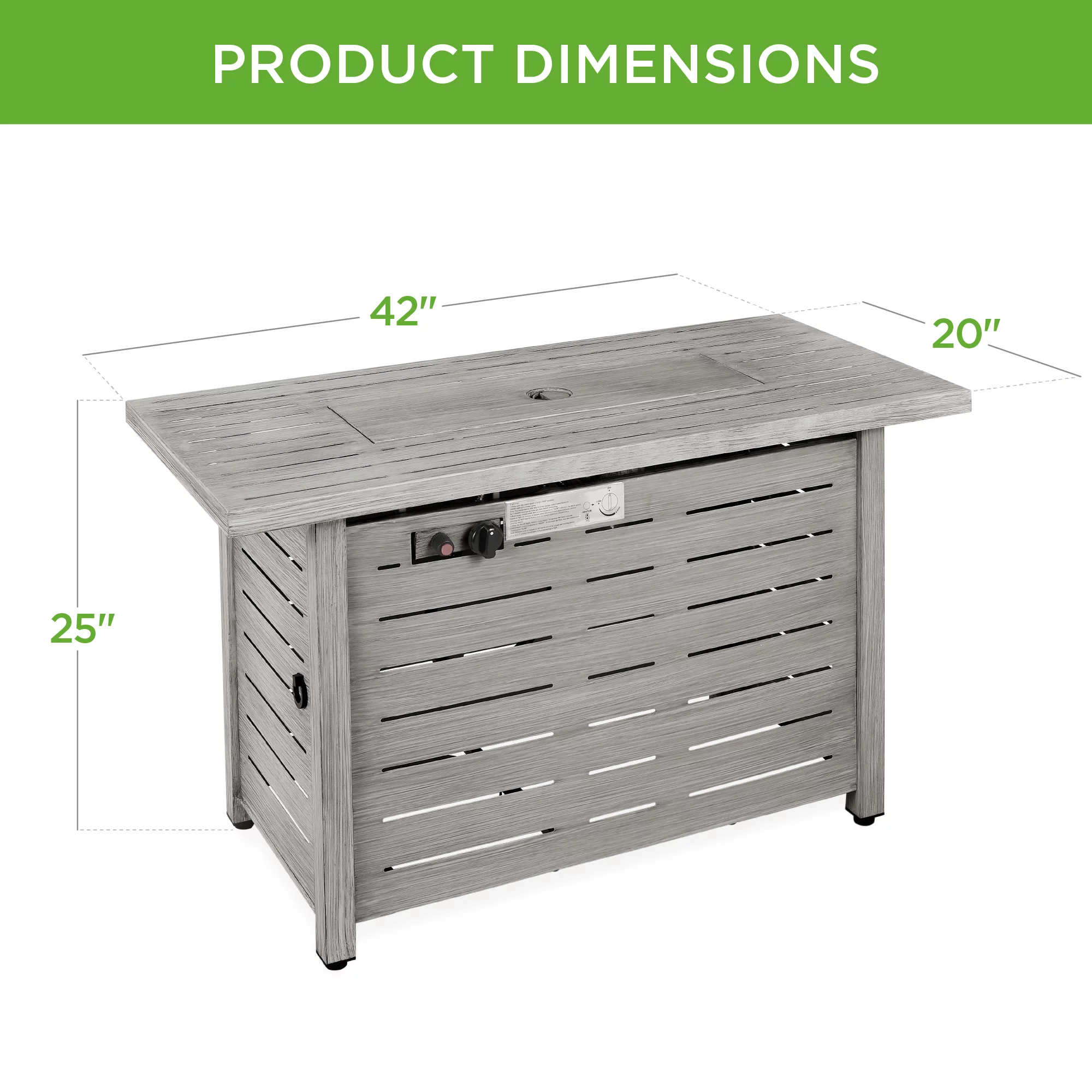 Best Choice Products 42in Fire Pit Table 50,000 BTU Rectangular Steel Propane Gas w/ Cover, Glass Beads - Gray - Womvr