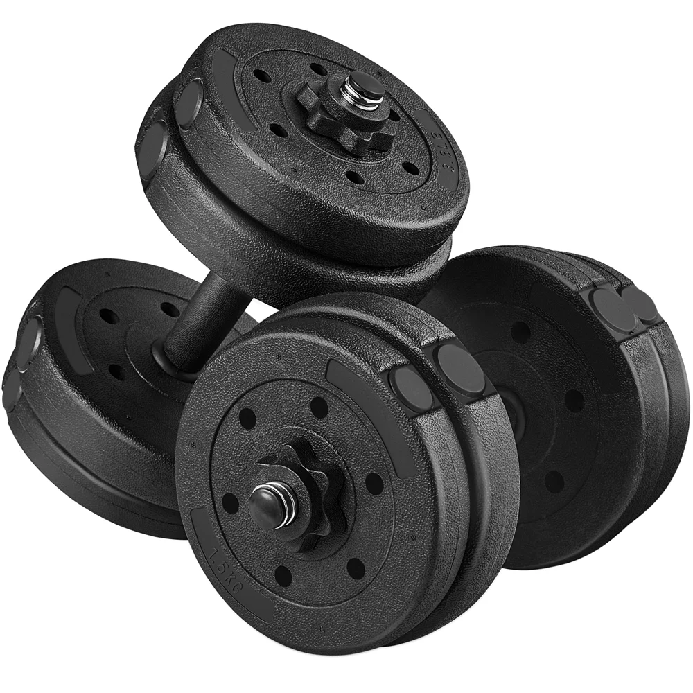 Yaheetech 66LB Adjustable Dumbbell Weight Set Home Training Dumbbell Pair Lifting Black - Womvr