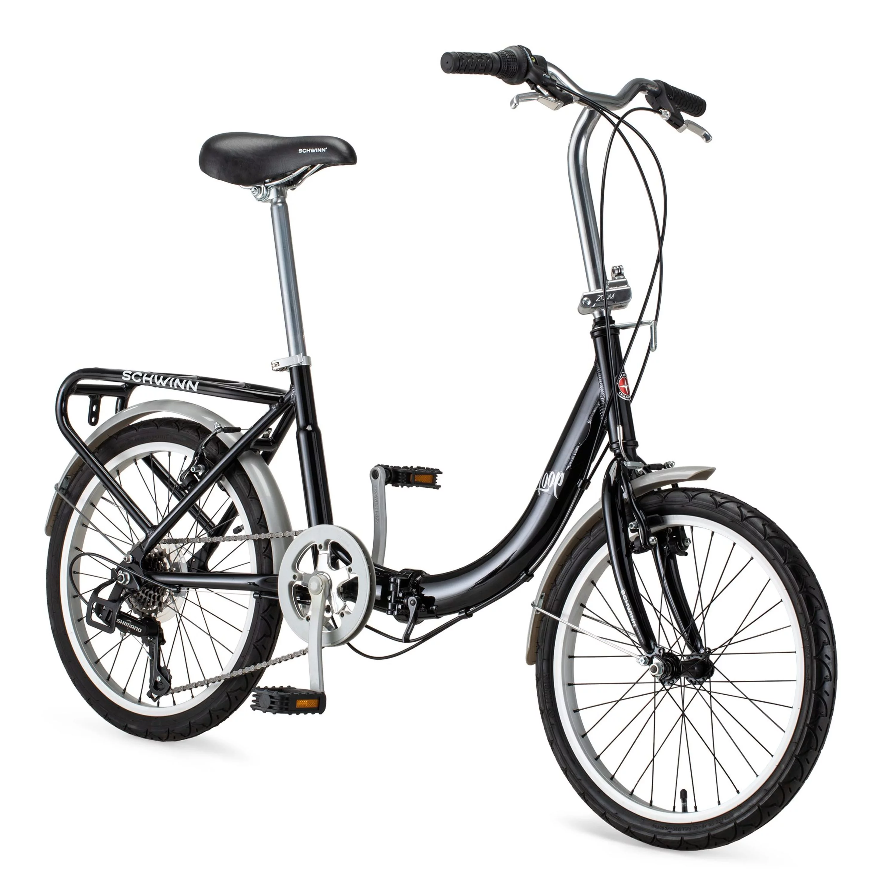 Schwinn Loop Folding Commuter Bike, 20-inch wheels, ages 14+, Black - Womvr