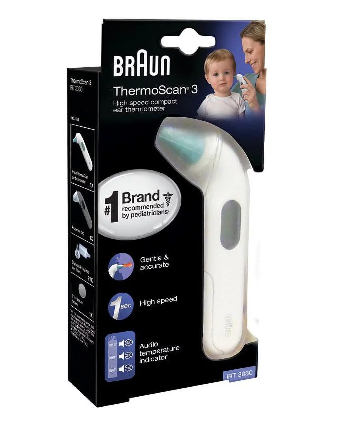 Braun Thermo Scan 3 Ear Thermometer, for Infant and Toddlers, White IRT3030US - Womvr