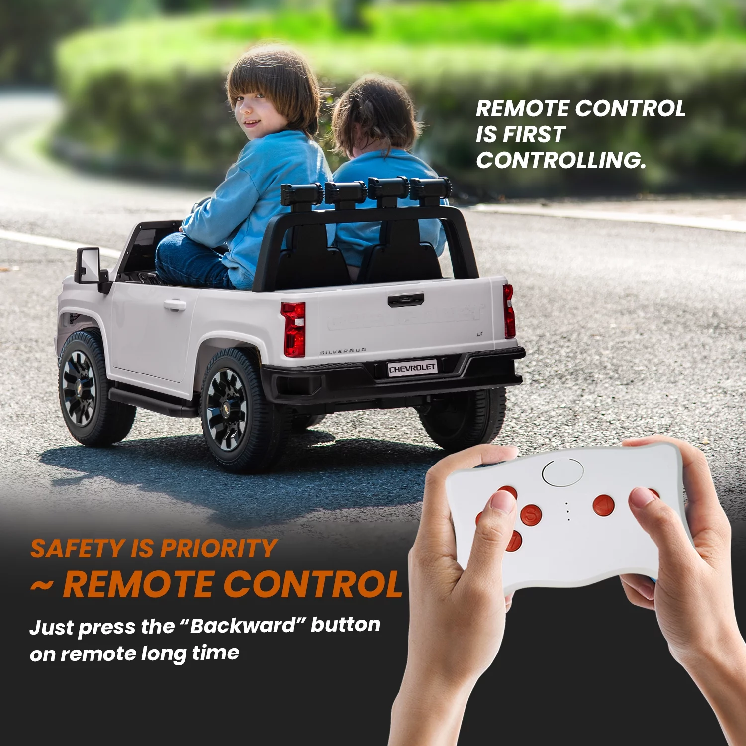 Track 7 24V Ride on Car, Licensed Silverado HD 2 Seater Electric Car for Boys Girls Age 3+, 24V Ride on Truck w/Remote Control, Music, ABC, Pink - Womvr