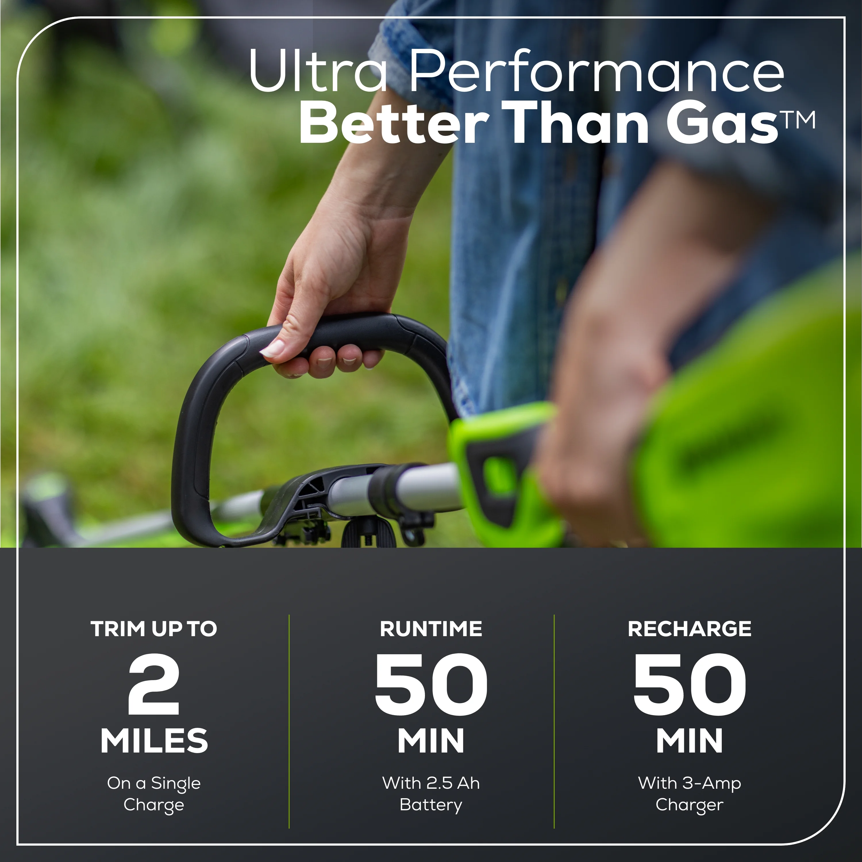 Greenworks 60V 16�� Front Mount String Trimmer + 2.5Ah Battery & 3A Charger 2134302 - Womvr