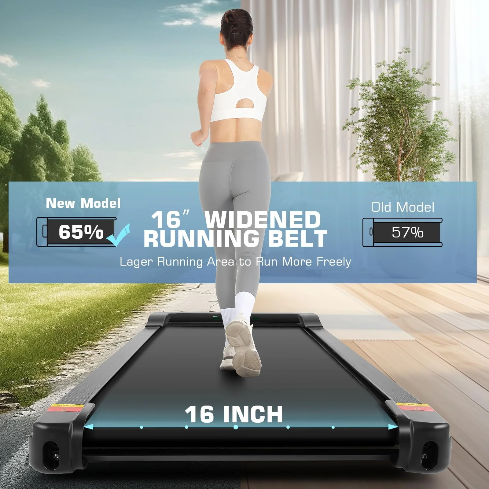 FUNMILY Walking Pad Treadmill with Remote Control, Electric Treadmill with LED Display, Under Desk Treadmill for Home Office Use, Black - Womvr