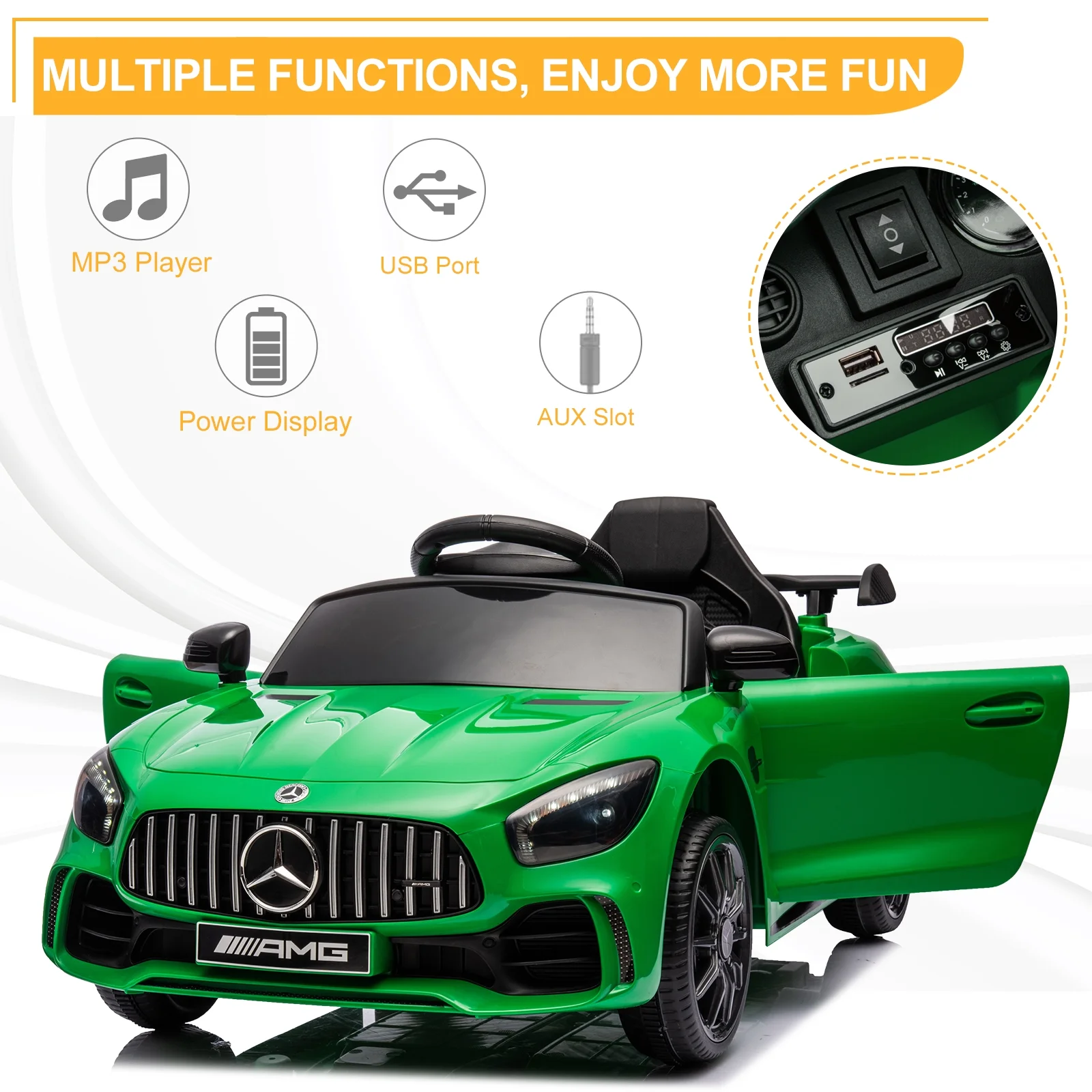 12V Ride on Car for Girls and Boys Licensed Mercedes Benz Electric Vehicle, MP3, Bluetooth, Ride On Toy for 3-5 Years Old, Red - Womvr