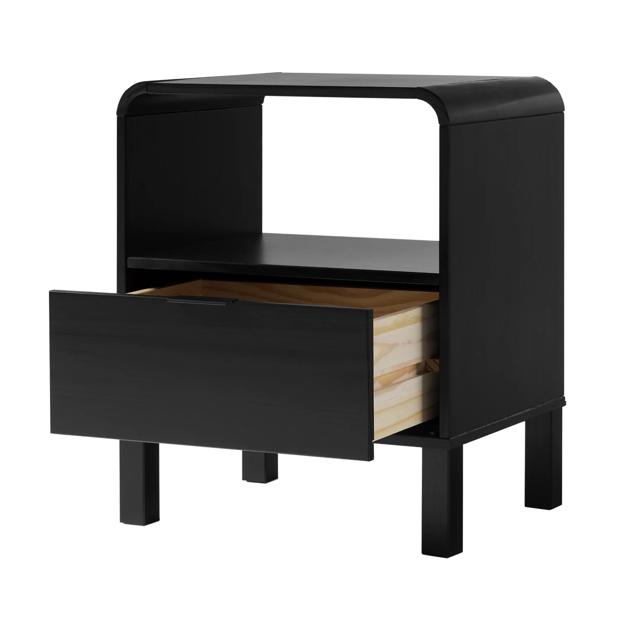 Walker Edison Modern Curved-Frame Solid Wood Nightstand, Brown - Womvr
