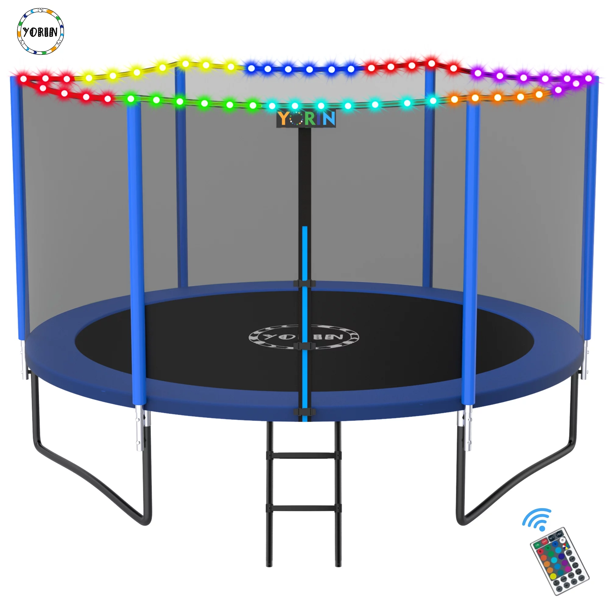 YORIN Trampoline for 2-3 Kids, 8 FT Trampoline for Adults with Enclosure Net, Ladder, Light, 800LBS Weight Capacity Outdoor Round Recreational Trampoline, Heavy Duty Trampoline - Womvr