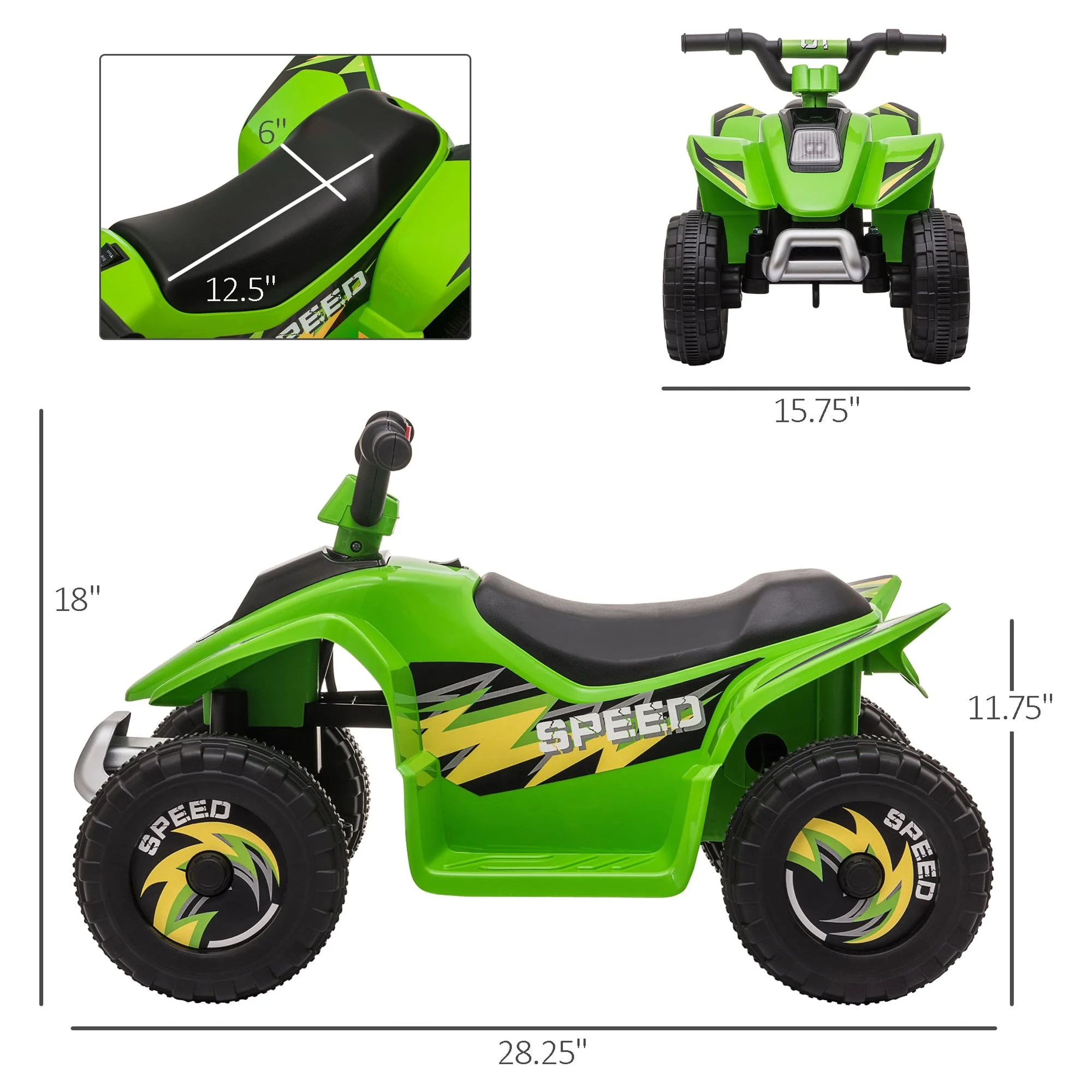 Aosom 6V Kids Electric Ride on Car with Big Wheels 18-36 Months Old - Womvr