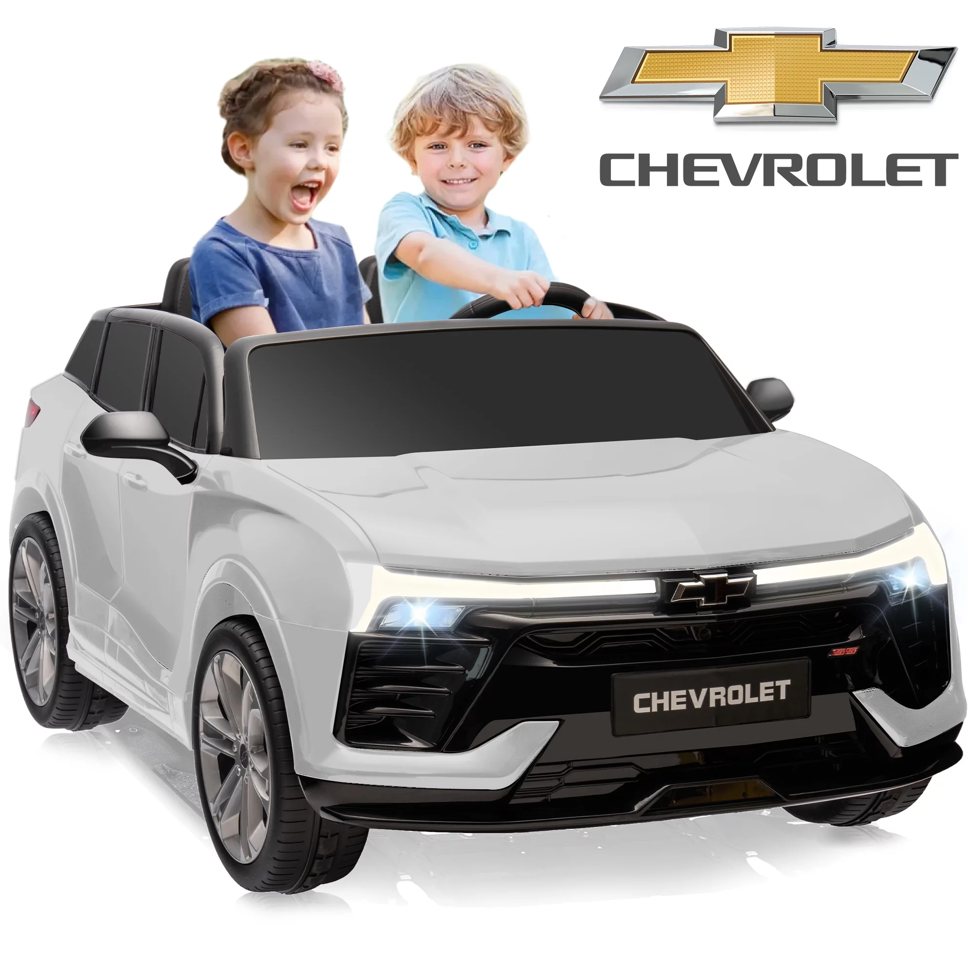 24V Kids Ride on Car, Licensed Chevrolet Blazer EV SS 2 Seater Ride on Toy Truck with Remote, Electric Cars for Kids Boys Girls, LED Lights,MP3 Music, Bluetooth Black - Womvr