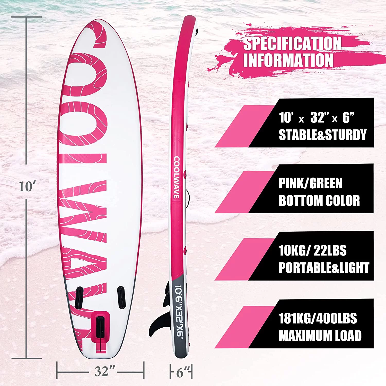 Inflatable Paddle Board (Pink) - Womvr