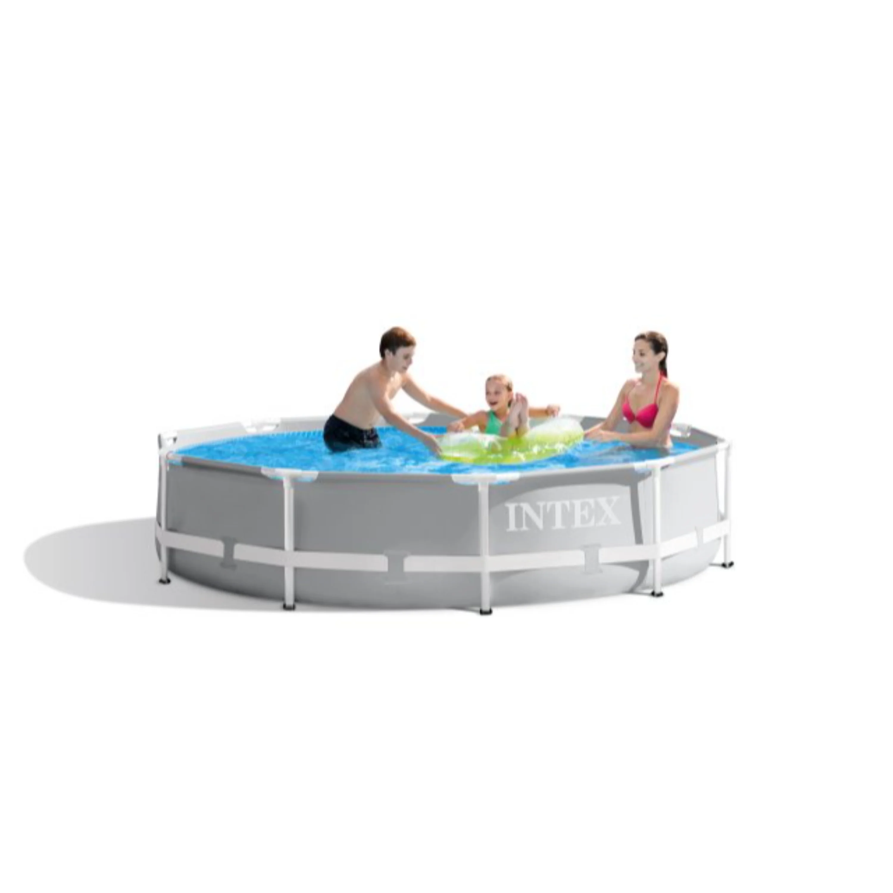 Intex 26701EH 10ft x 30in Prism Frame Above Ground Circle Swimming Pool & Filter Pump, Gray - Womvr