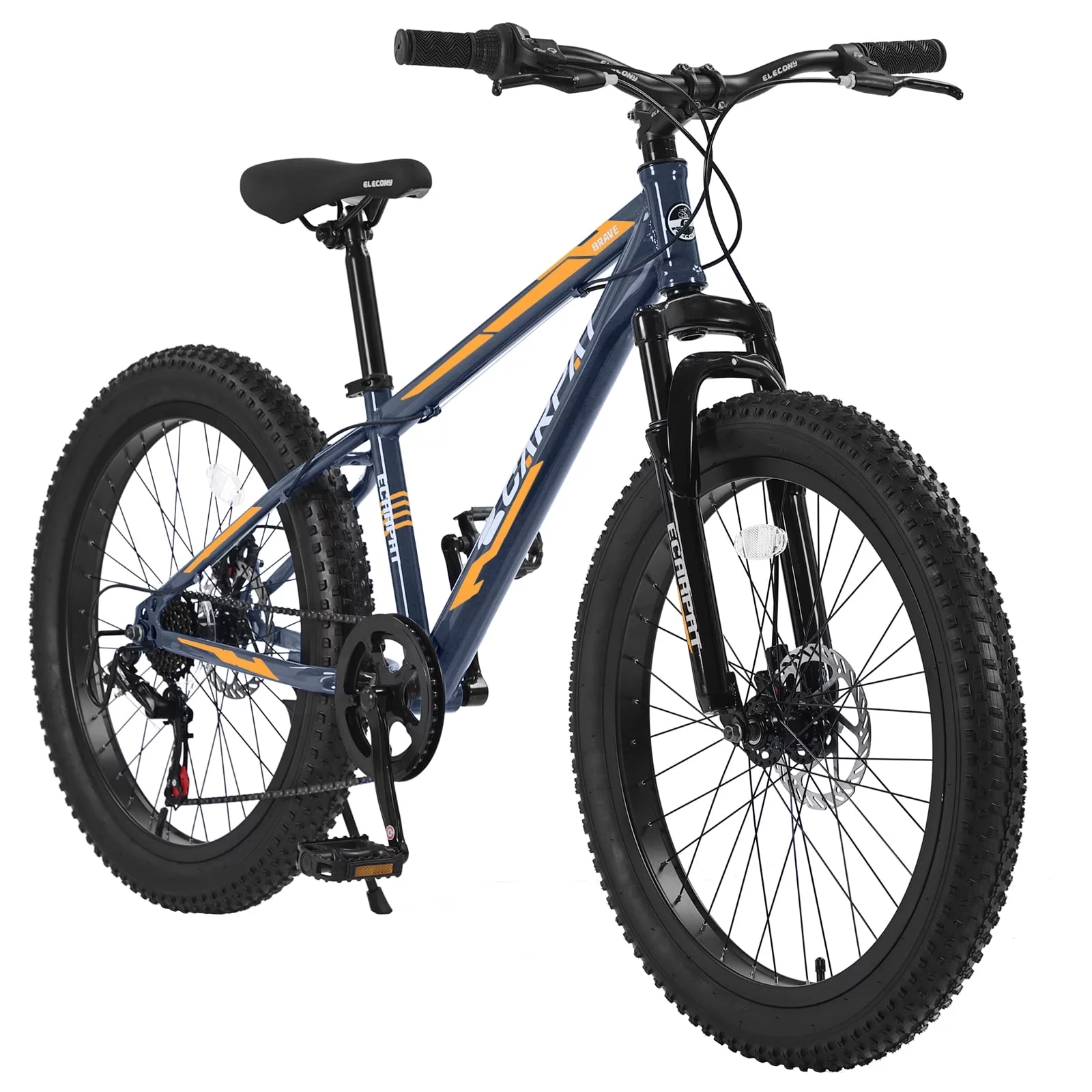 CHAMPIERRE 24 inch Mountain Bikes for Man and Woman, Shimano 7 Speeds Fat Tire Bike, Dual Disc Brake,Orange - Womvr