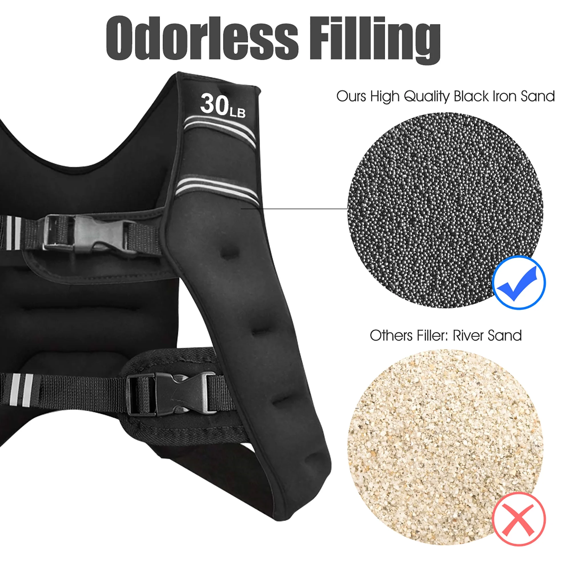 Costway 30LBS Workout Weighted Vest W/Mesh Bag Adjustable Buckle Sports Fitness Training - Womvr