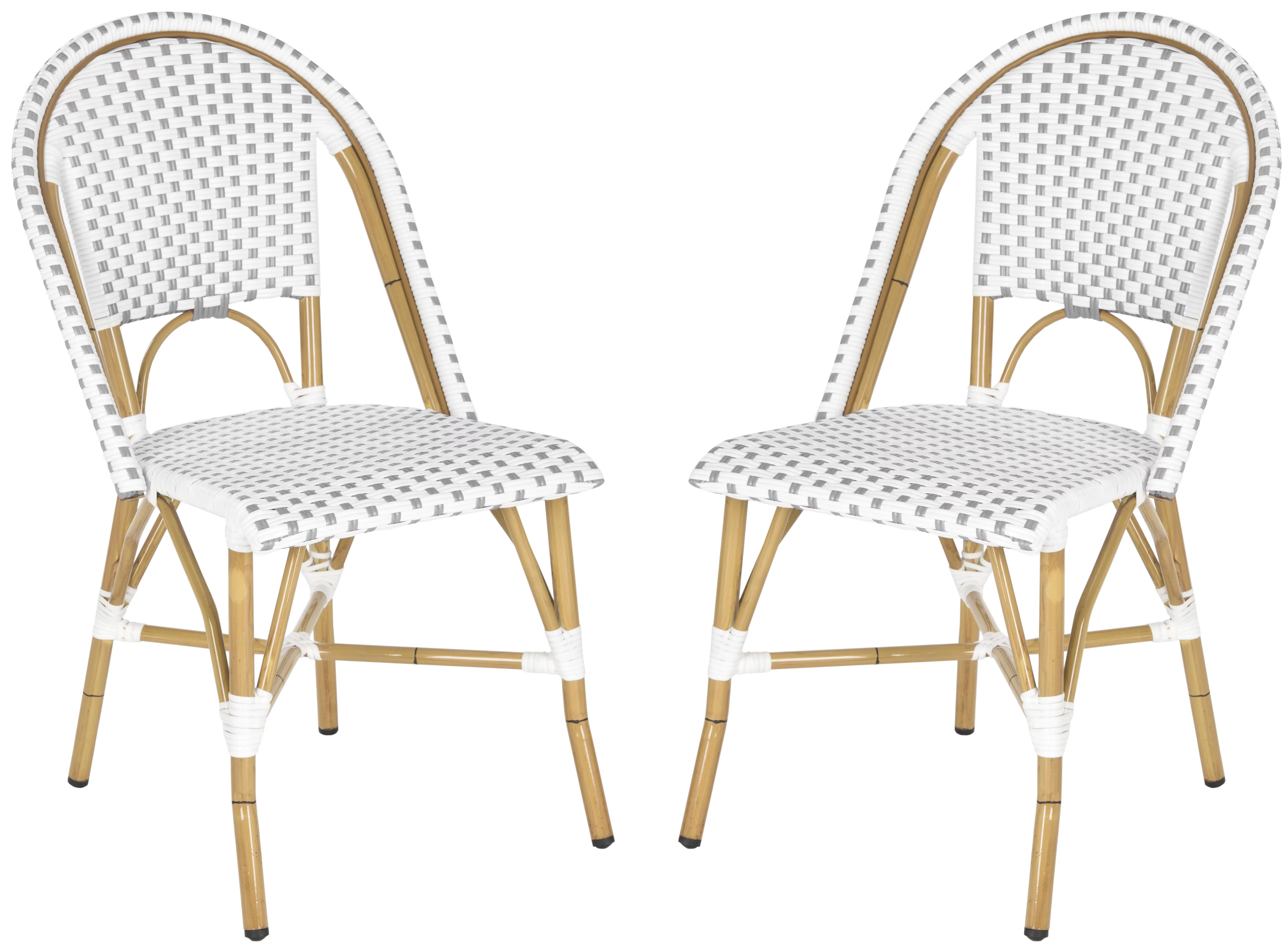 SAFAVIEH Salcha Outdoor French Bistro Side Chair, Blue/White, Set of 2 - Womvr