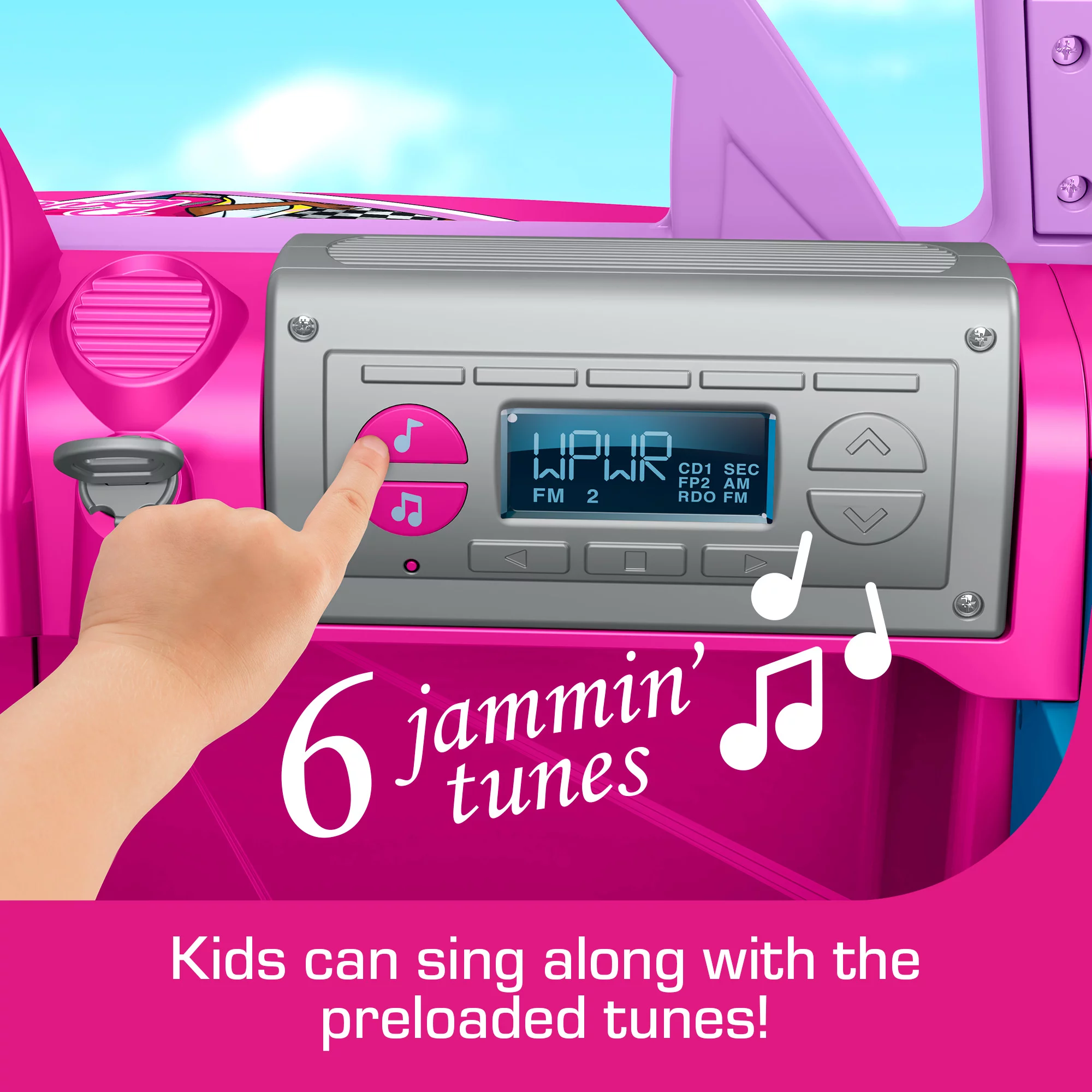 Power Wheels Barbie Jeep Wrangler Ride-On Toy with Music, Battery-Powered Preschool Toy - Womvr