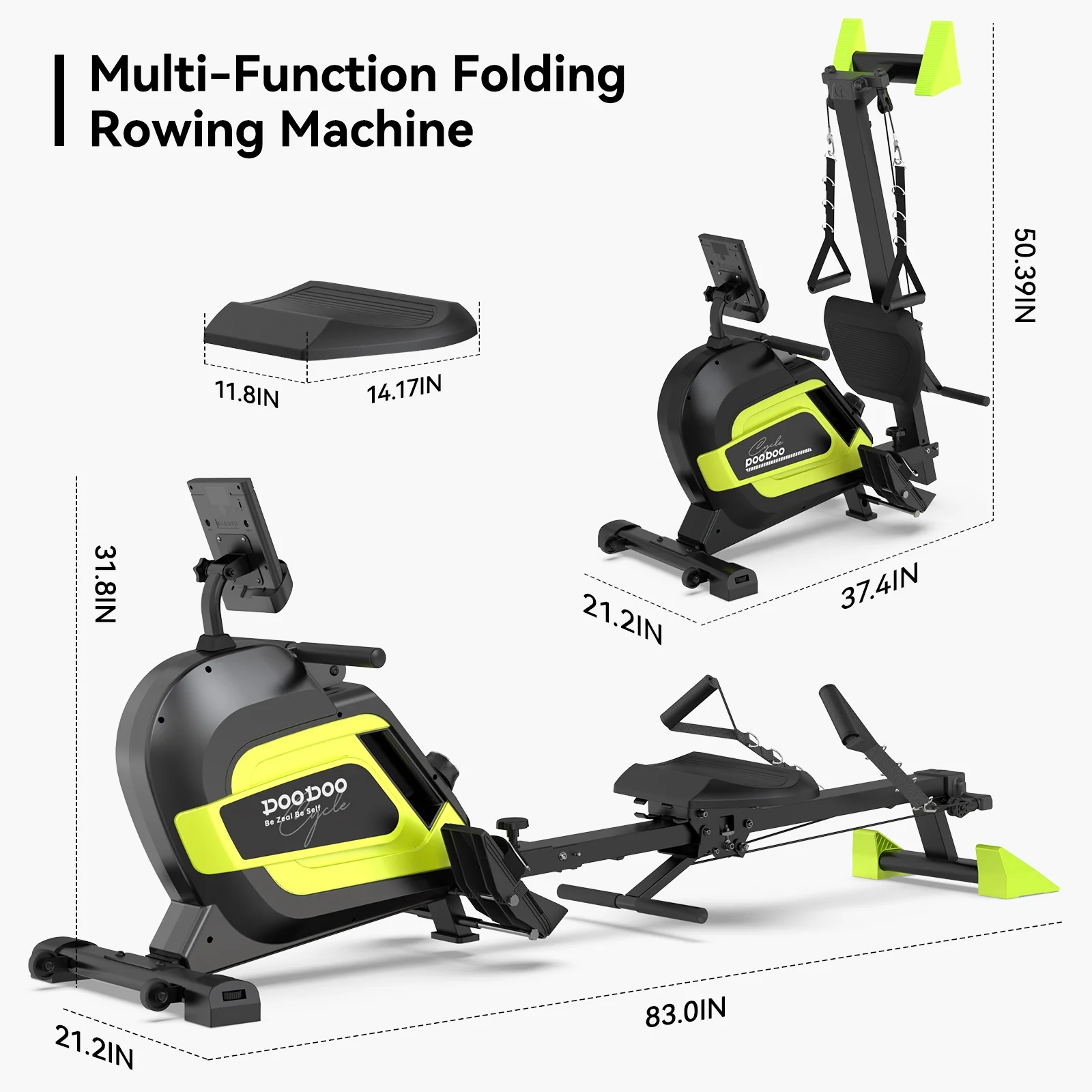 Pooboo Row Machine Magnetic Rowing Machine Indoor Foldable Rower with 8 Level Adjustable Quiet Magnetic Resistance, Ergonomic Seat & LCD Monitor Cardio Exercise Training Max Weight 350 lbs - Womvr