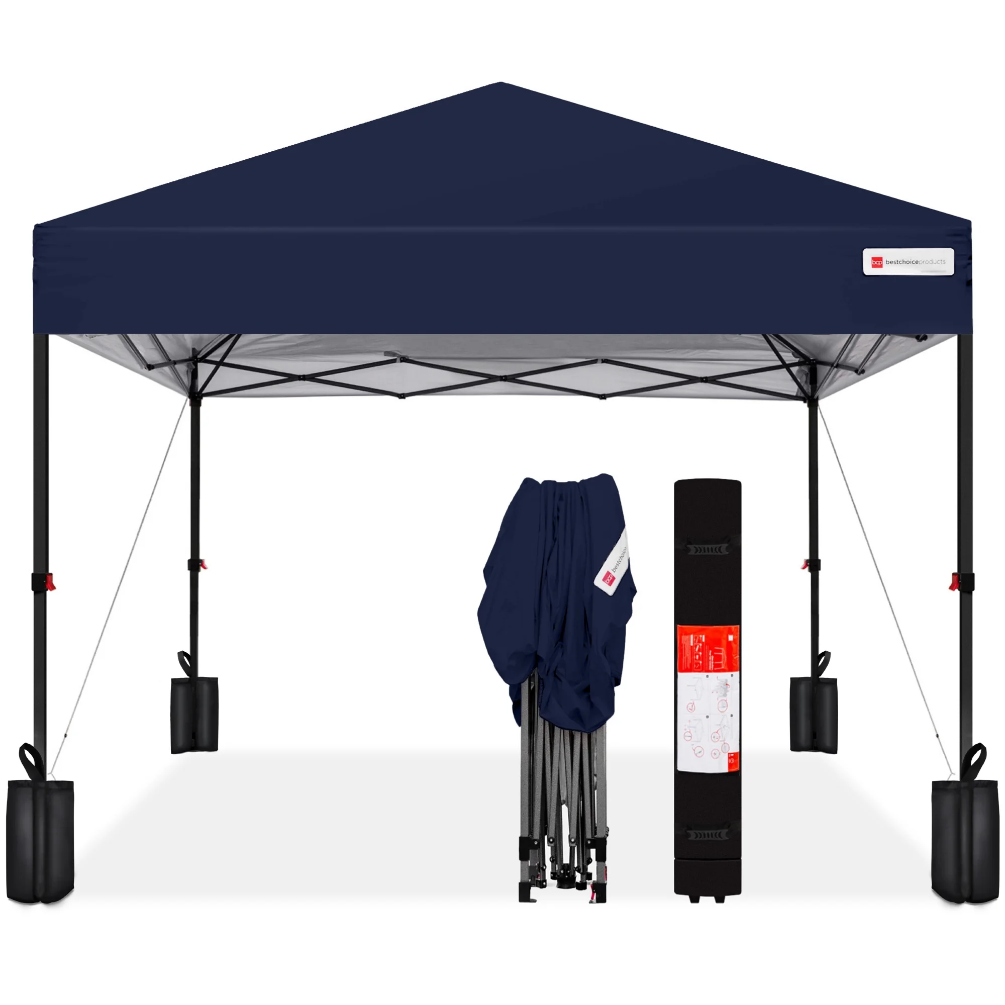 Best Choice Products 10x10ft Easy Setup Pop Up Canopy w/ 1-Button Setup, Wheeled Case, 4 Weight Bags - Cerulean - Womvr