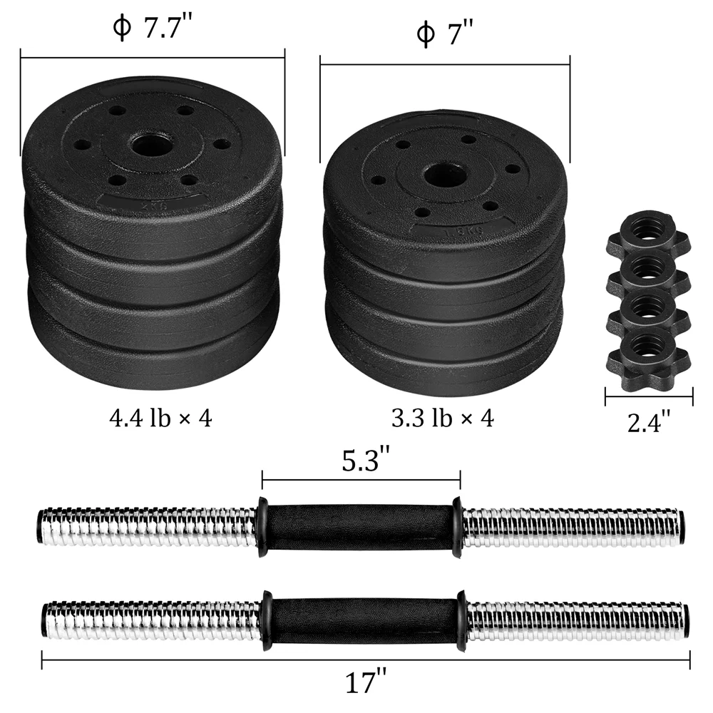 Yaheetech 66LB Adjustable Dumbbell Weight Set Home Training Dumbbell Pair Lifting Black - Womvr