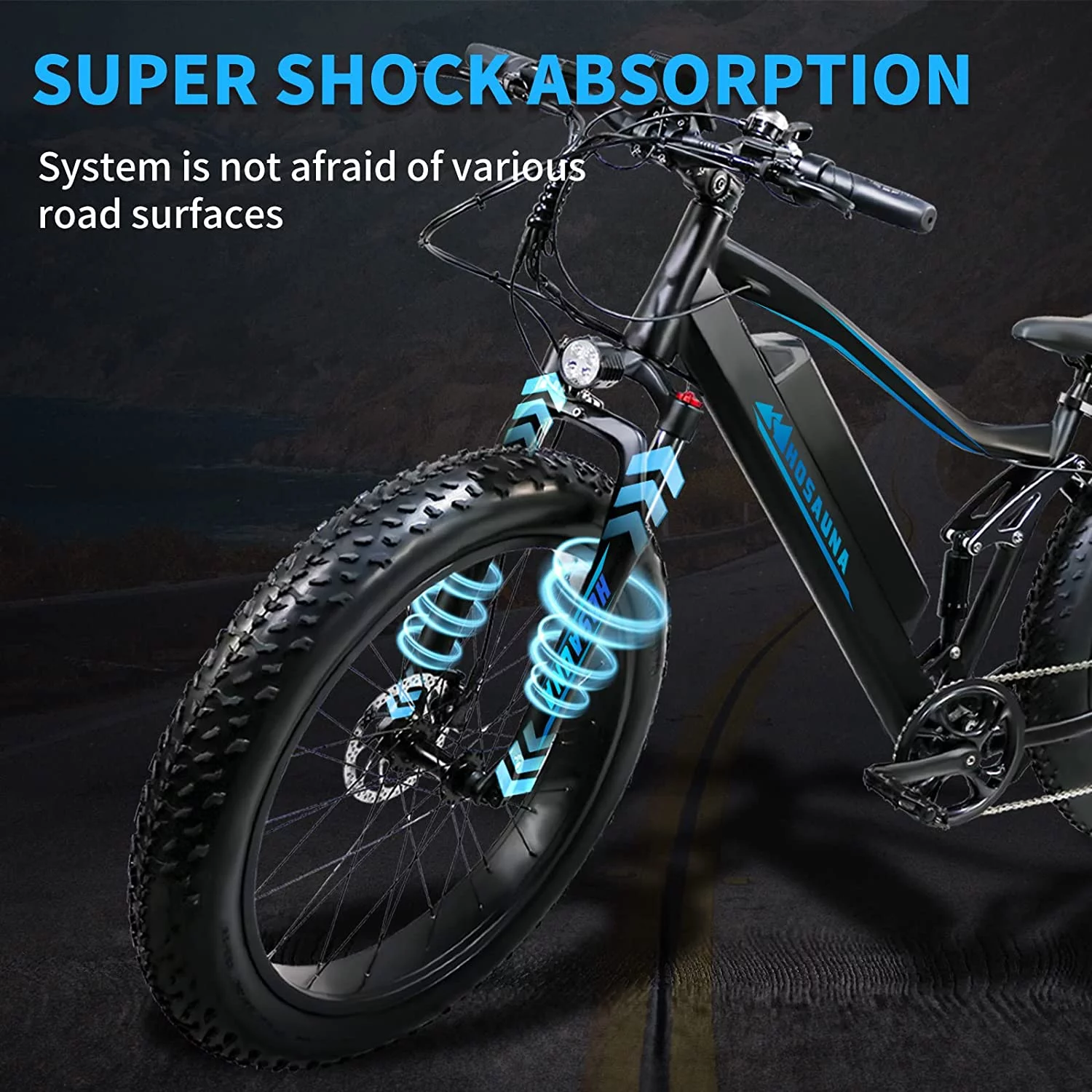 Electric Bike Electric Mountain Bike 500W Ebike26'' Fat Tire Ebike, 28+MPH Adults Ebike with Removable 48V 15Ah Battery, Shimano 6-Speed Grey - Womvr