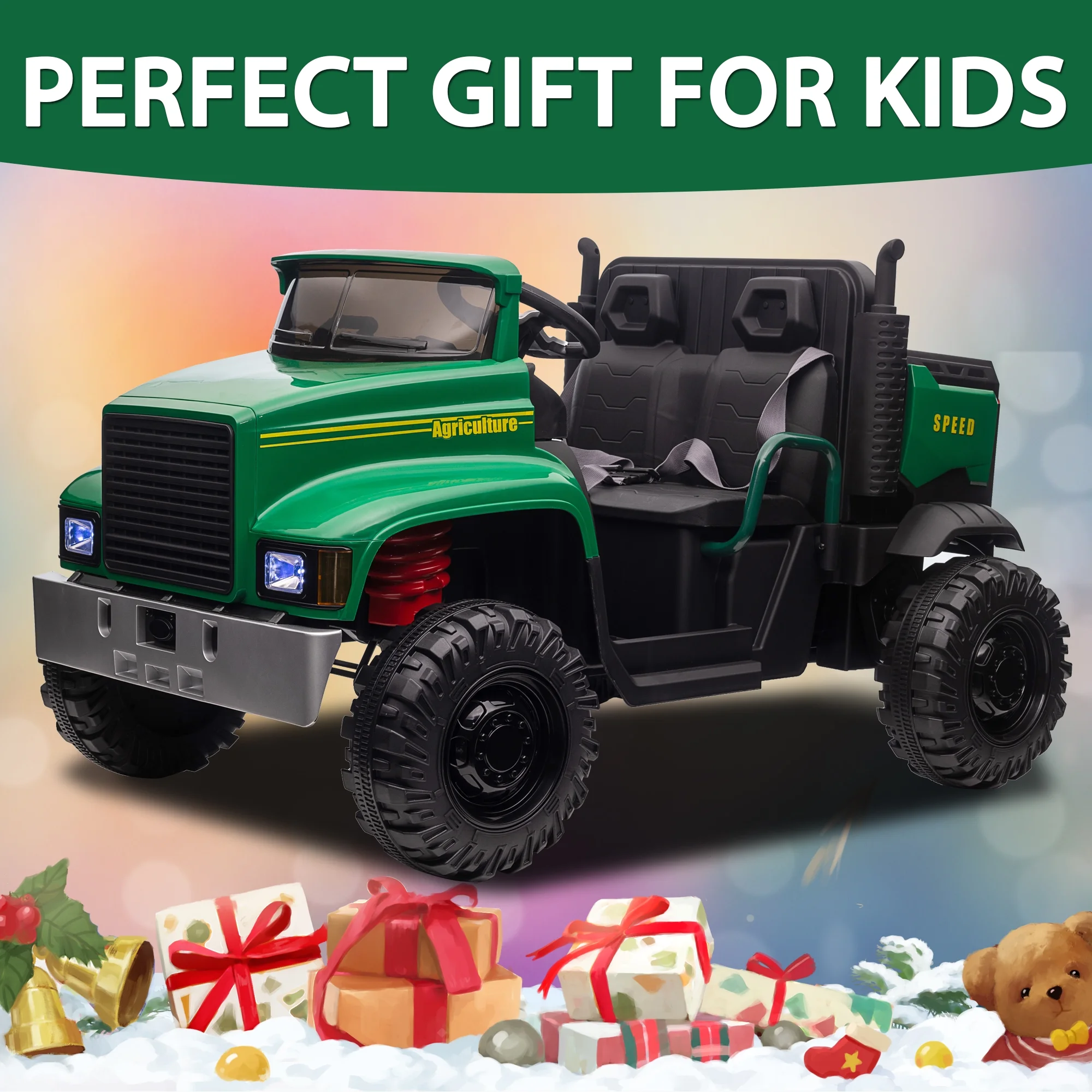 Hikiddo JC222 24V Ride on Toy, Kids Ride On Dump Truck 2 Seater with Remote - Womvr