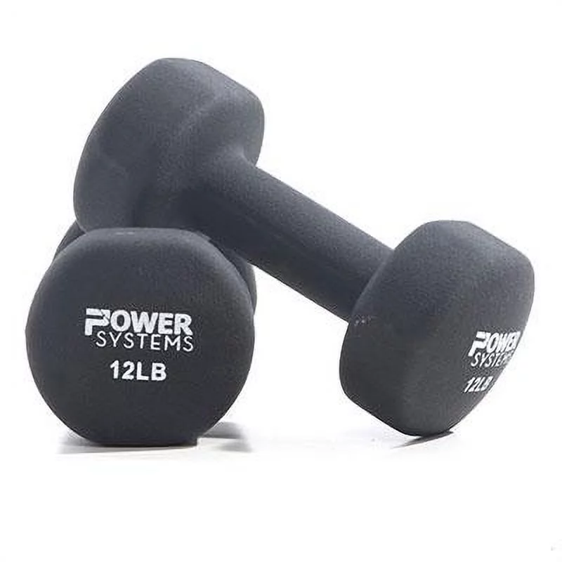 Power Systems Premium Neoprene Coated Dumbbell, Black, Pair, 8 lb - Womvr