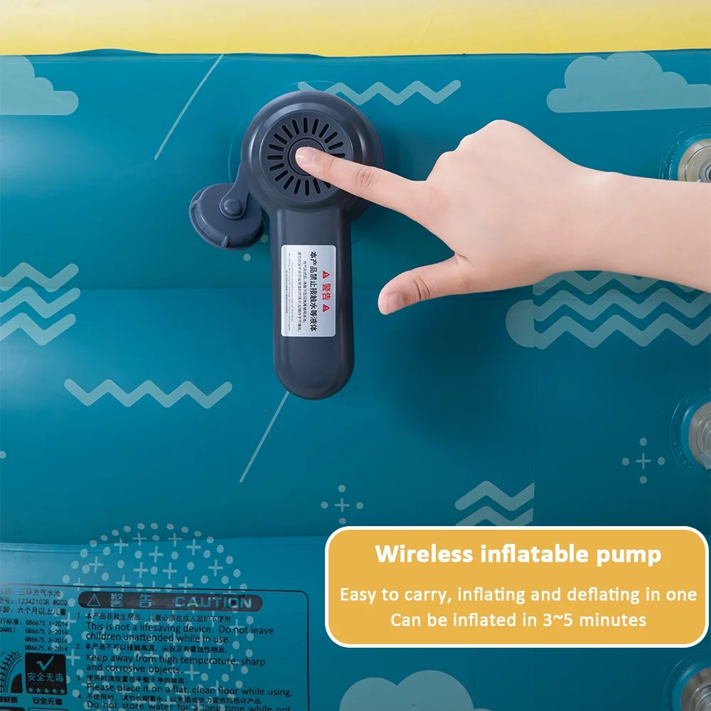 Hyindoor Inflatable Swimming Pool with Pump 9.85×5.74×2.23ft Rectangle Kids, Adults, Family Blue - Womvr