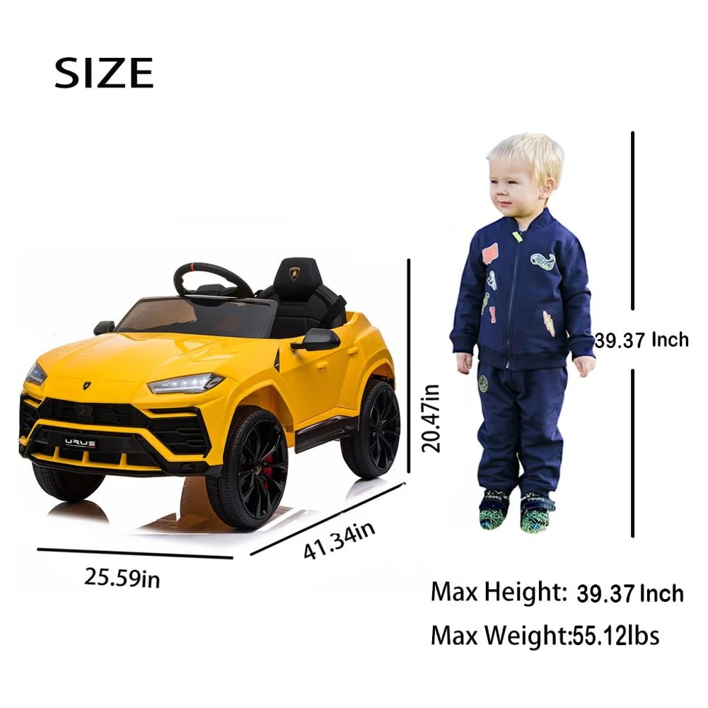 Lamborghini Urus 12V Electric Powered Ride on Car Toys for Girls Boys, Black Kids Electric Vehicles Ride on Toys with Remote Control, Foot Pedal, MP3 Player and LED Headlights, CL61 - Womvr