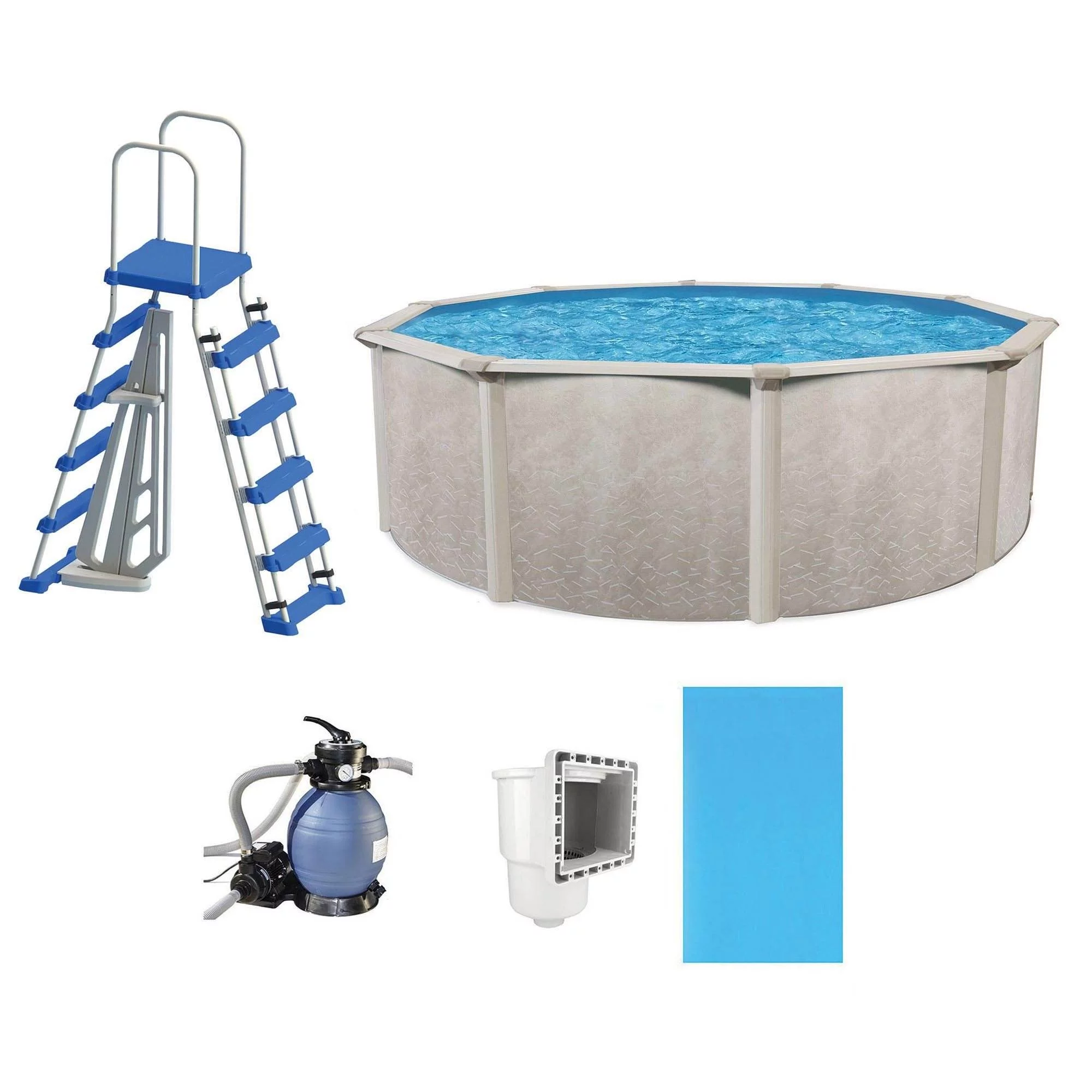 Aquarian Phoenix 15ft x 52in Above Ground Swimming Pool Kit & Pump & Ladder Kit - Womvr