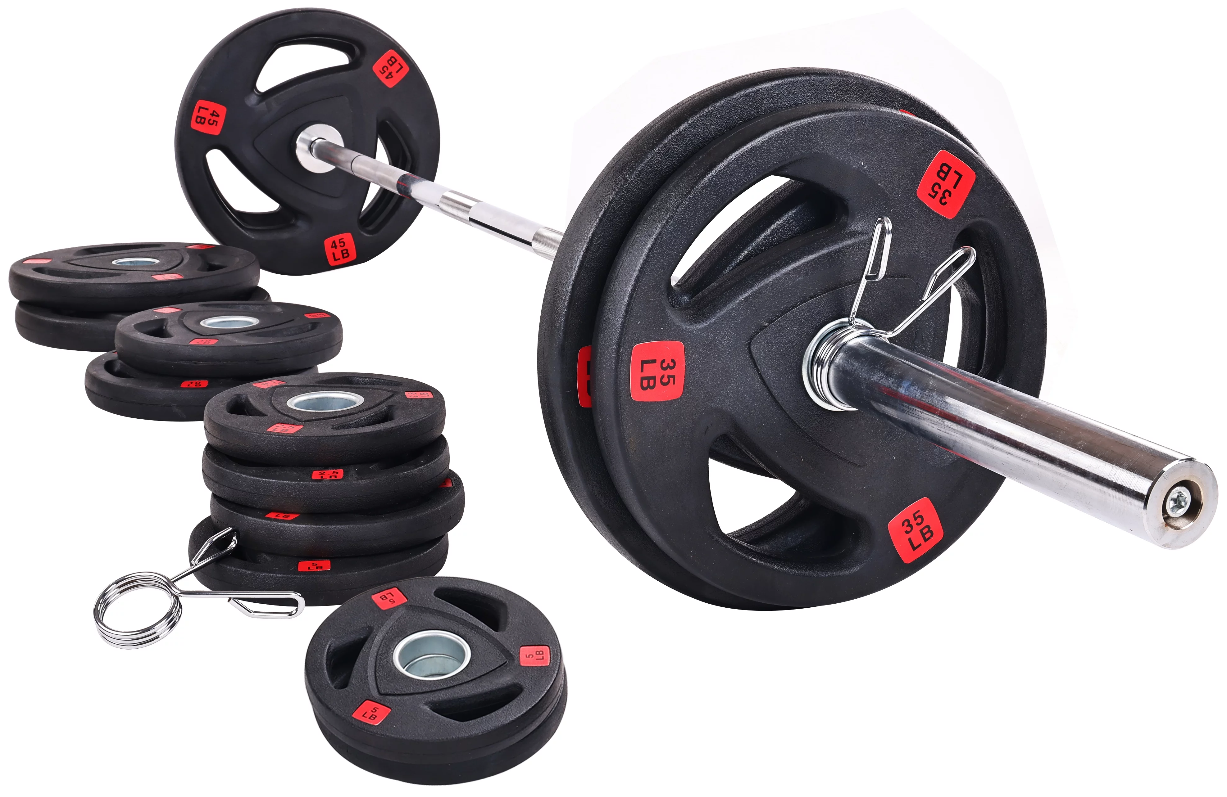 BalanceFrom Cast Iron Olympic Weight Including 7FT Olympic Barbell and Clips, 300-Pound Set (255 Pounds Plates + 45 Pounds Barbell), Multiple Packages - Womvr