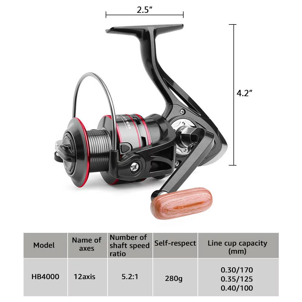 Heavy Duty Spinning Reel Saltwater Offshore Fishing Reel Max Drag 18lbs HB500-HB6000 - Womvr