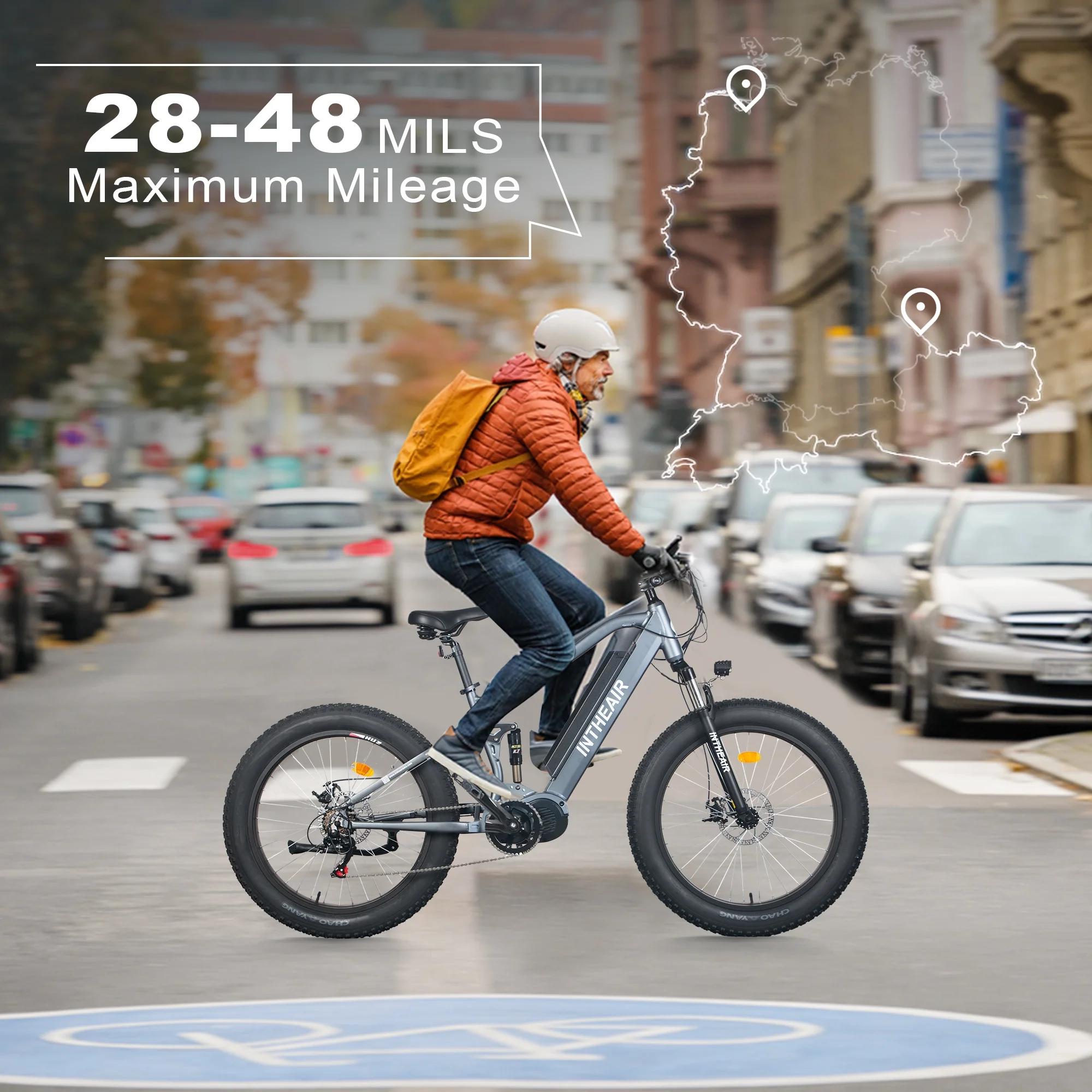 Z9 Model 26'' Fat Tire Electric Bike Commute Electric Bike for Adults Removable Battery 7 Speeds 750W Bafang Mid Motor Ebike Gray - Womvr