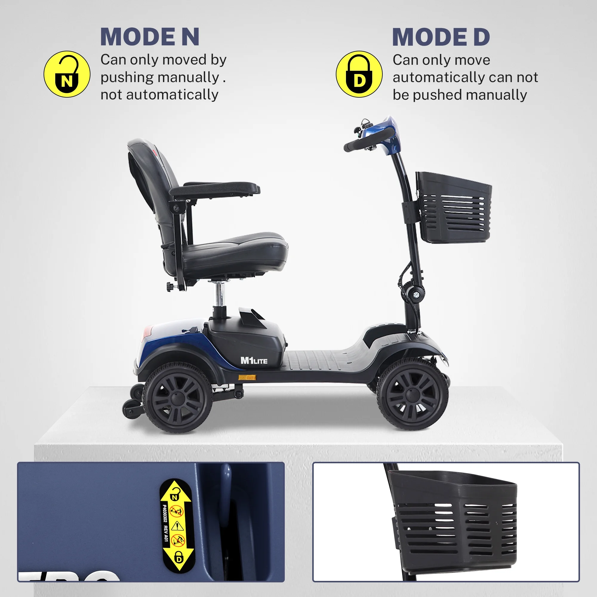 Segmart Mobility Scooter for Seniors, 4 Wheels Compact Heavy Duty Electric Mobile Scooter, Range 13 Mile, Max Speed 5 MPH, 265LBS, Red - Womvr