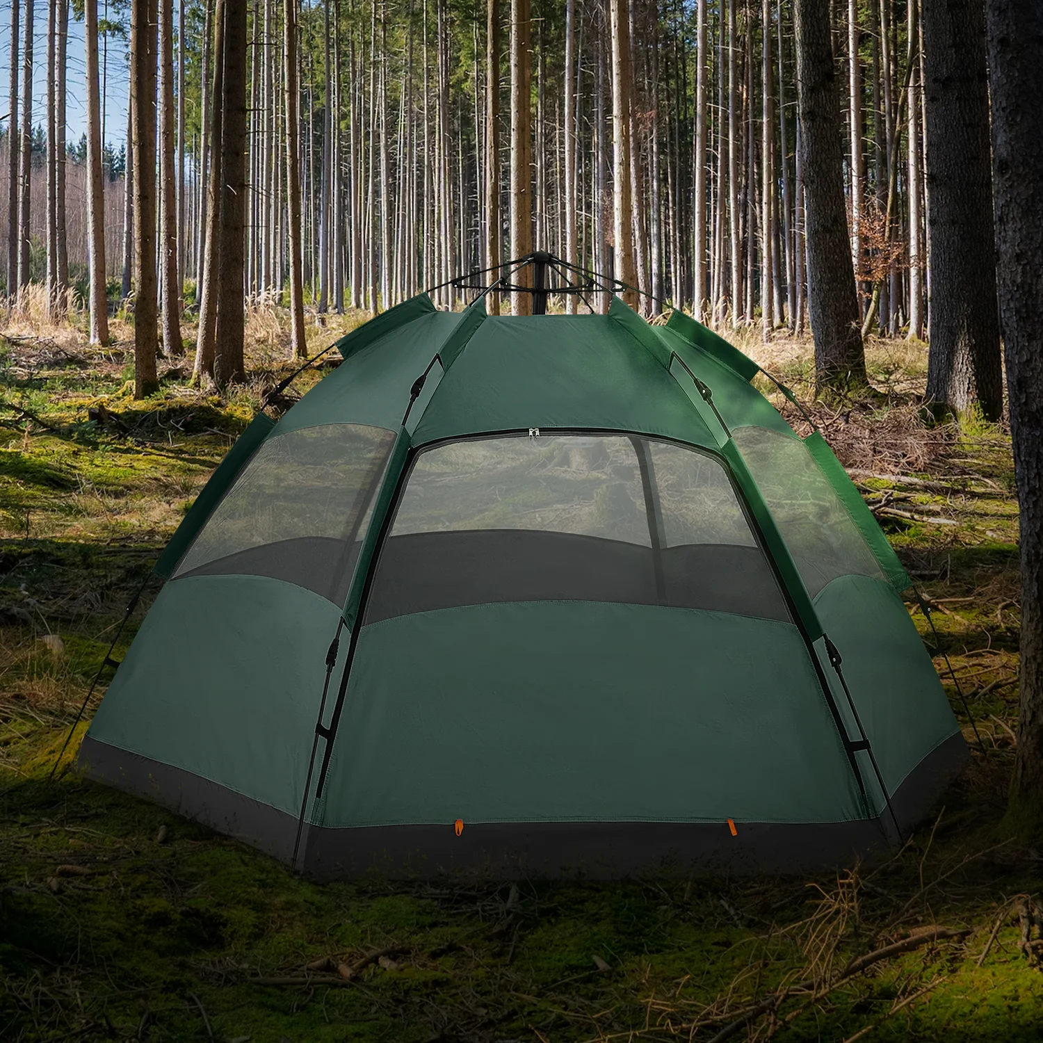 Magshion Large Camping Tents 4 Person Family Backpacking Tent Double Layer Outdoor Instant Set Up Tent with Carry Bag, Green - Womvr