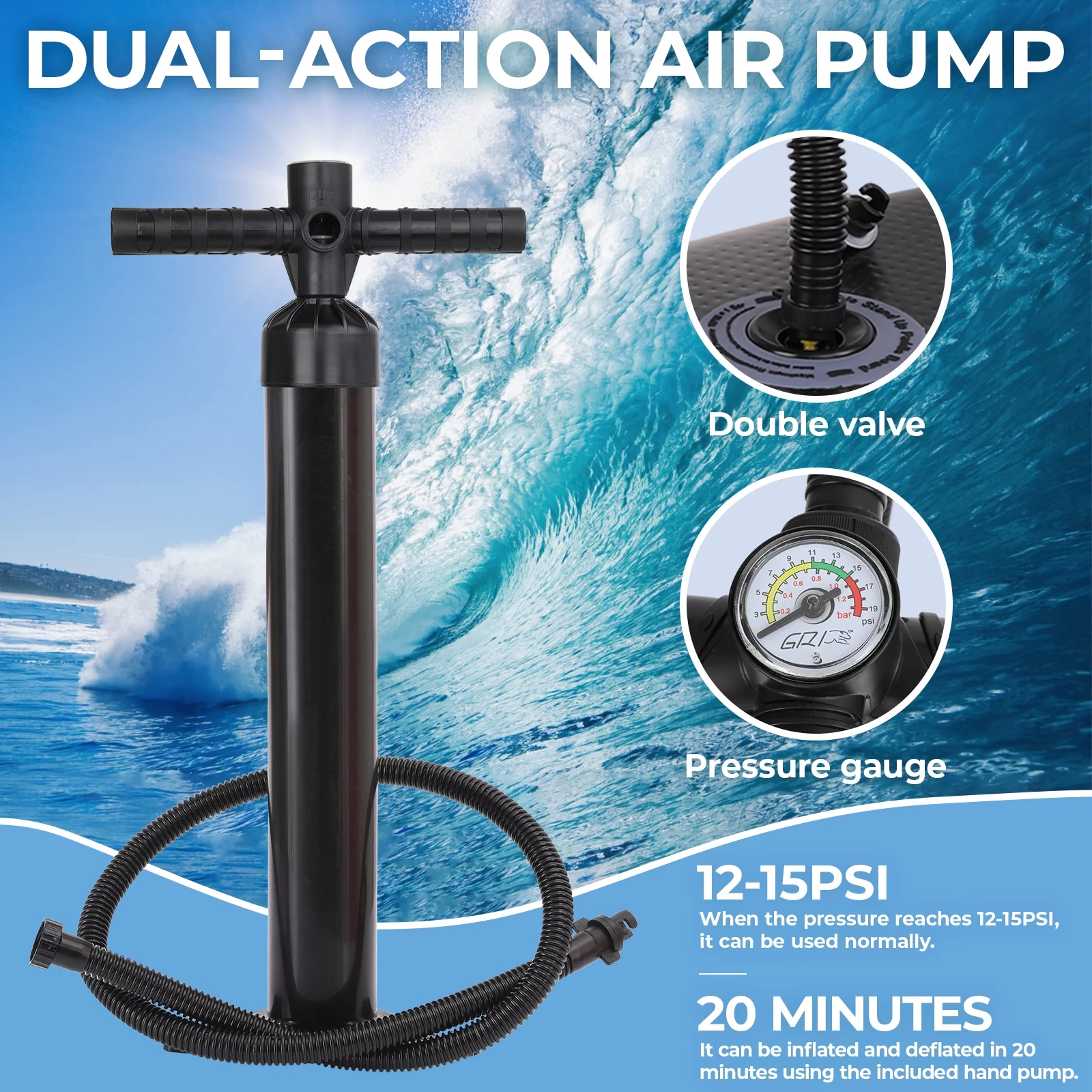 Pirecart 10ft Inflatable SUP Stand up Paddle Board with Backpack, Paddle, Leash - Womvr