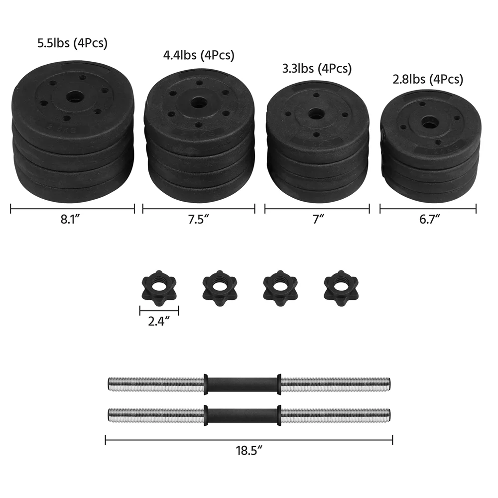 Alden Design 66 Lb. Adjustable Dumbbell Free Weight Set, Black - Womvr