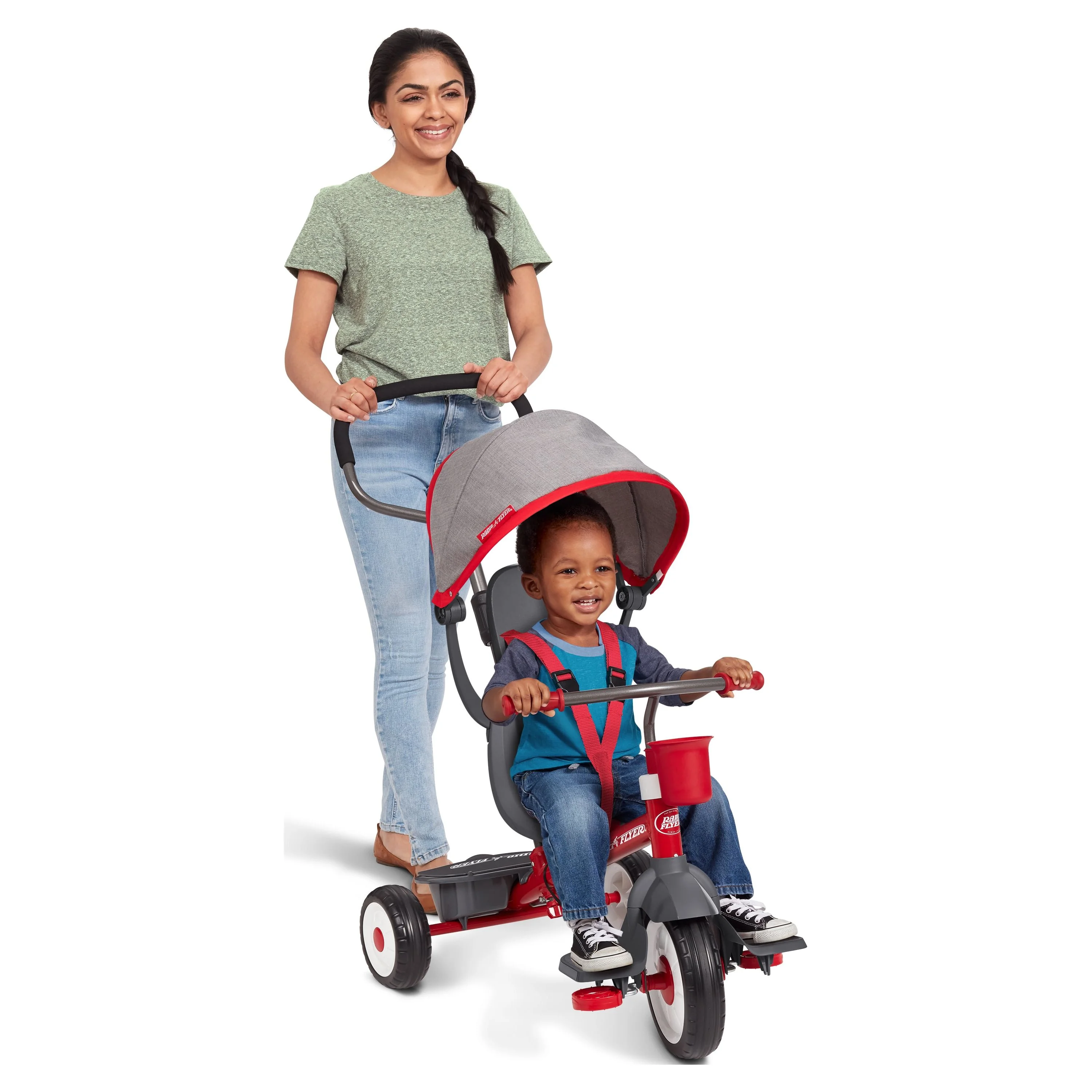 Radio Flyer, 4-in-1 Stroll 'N Trike with Activity Tray, Red & Gray, Convertible Tricycle,  Unisex - Womvr