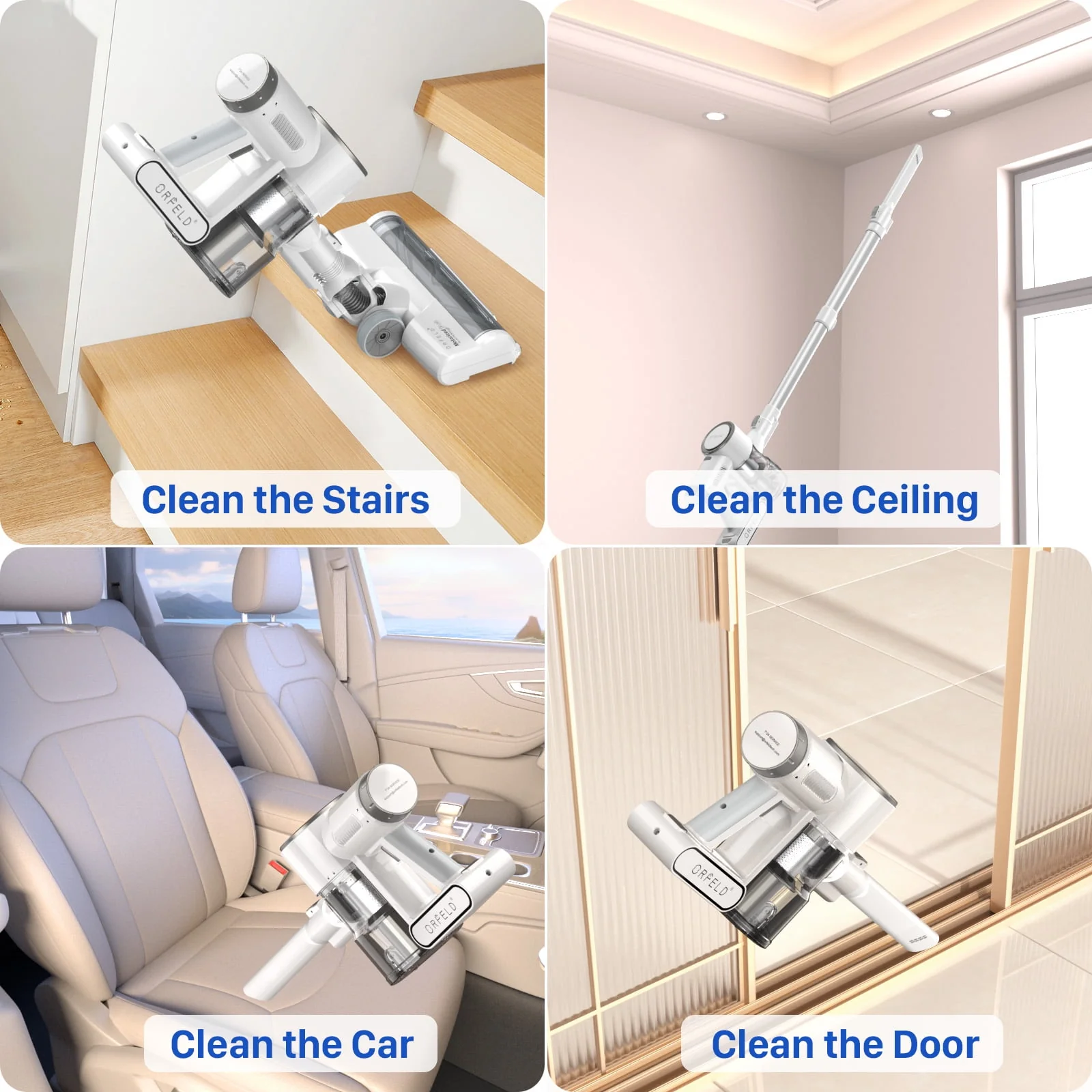 ORFELD V30 Cordless Vacuum Cleaner, 20000Pa Stick Vacuum 2 in 1, Up to 50 Mins Runtime for Home - Womvr