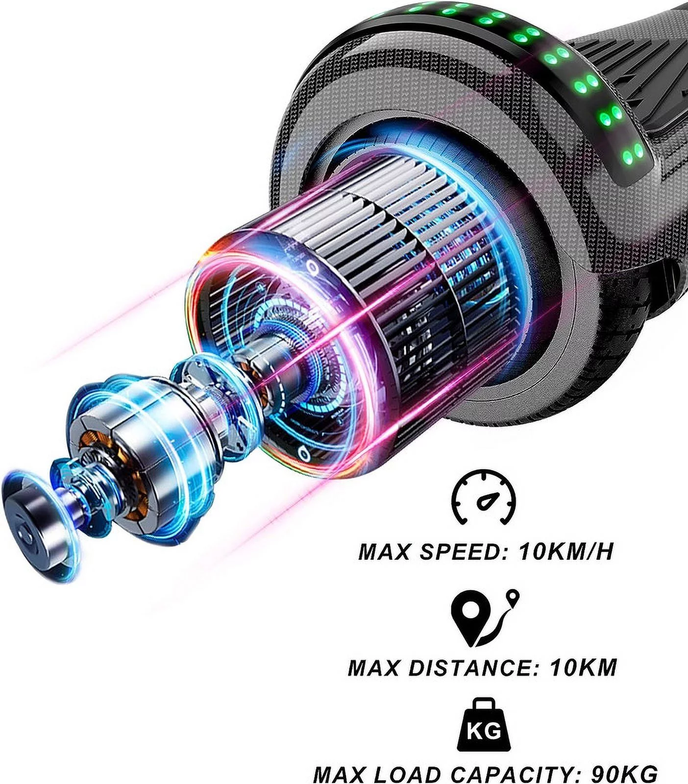 SISIGAD Hoverboard with Seat, 6.5 inch Hoverboard Go Kart Combo with Bluetooth Speaker & LED Lights for Kids Adults - Womvr