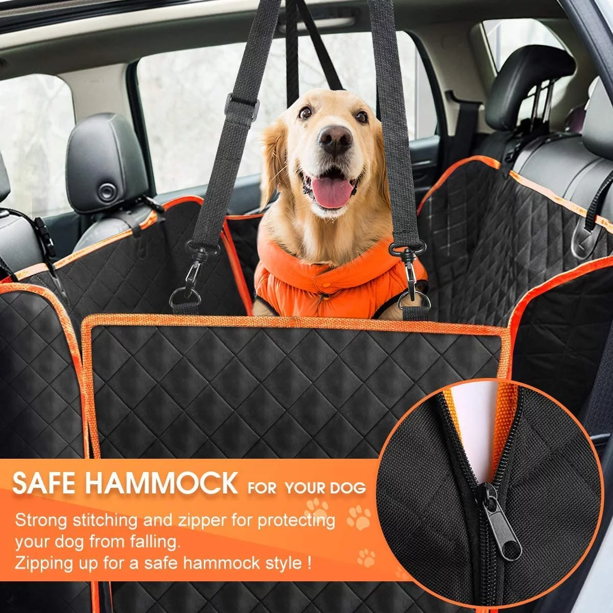 Dog Car Seat Cover for Back Seat, Waterproof Seat Protector Scratchproof Pet Hammock with 4 Bags Side Flaps, Washable Nonslip Backseat Protection for Cars Trucks and SUVs - Womvr