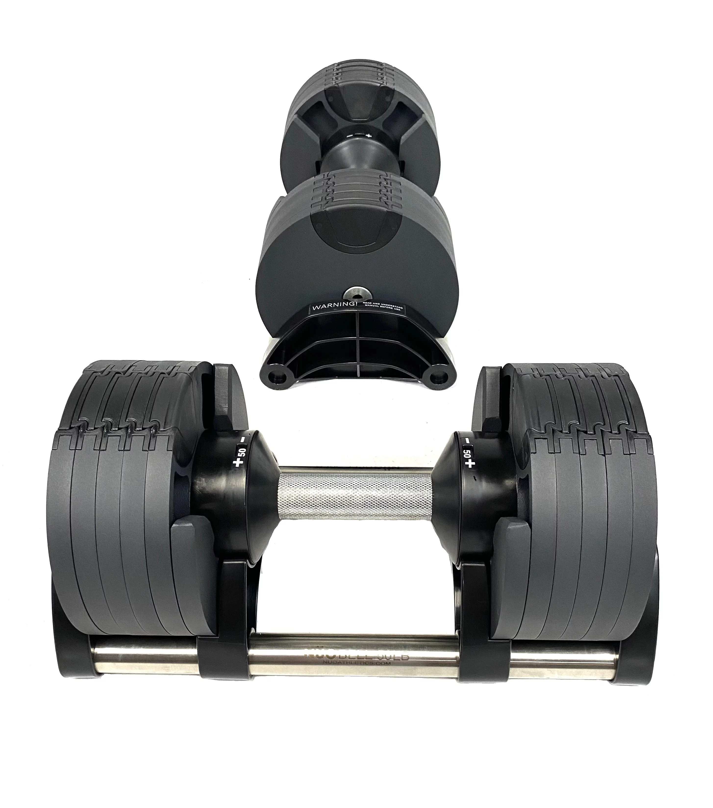 Nuobell  x Bolt Fitness Supply +  Adjustable Dumbbell 5 - 50 LB (Pair) Black with Tray. - Womvr