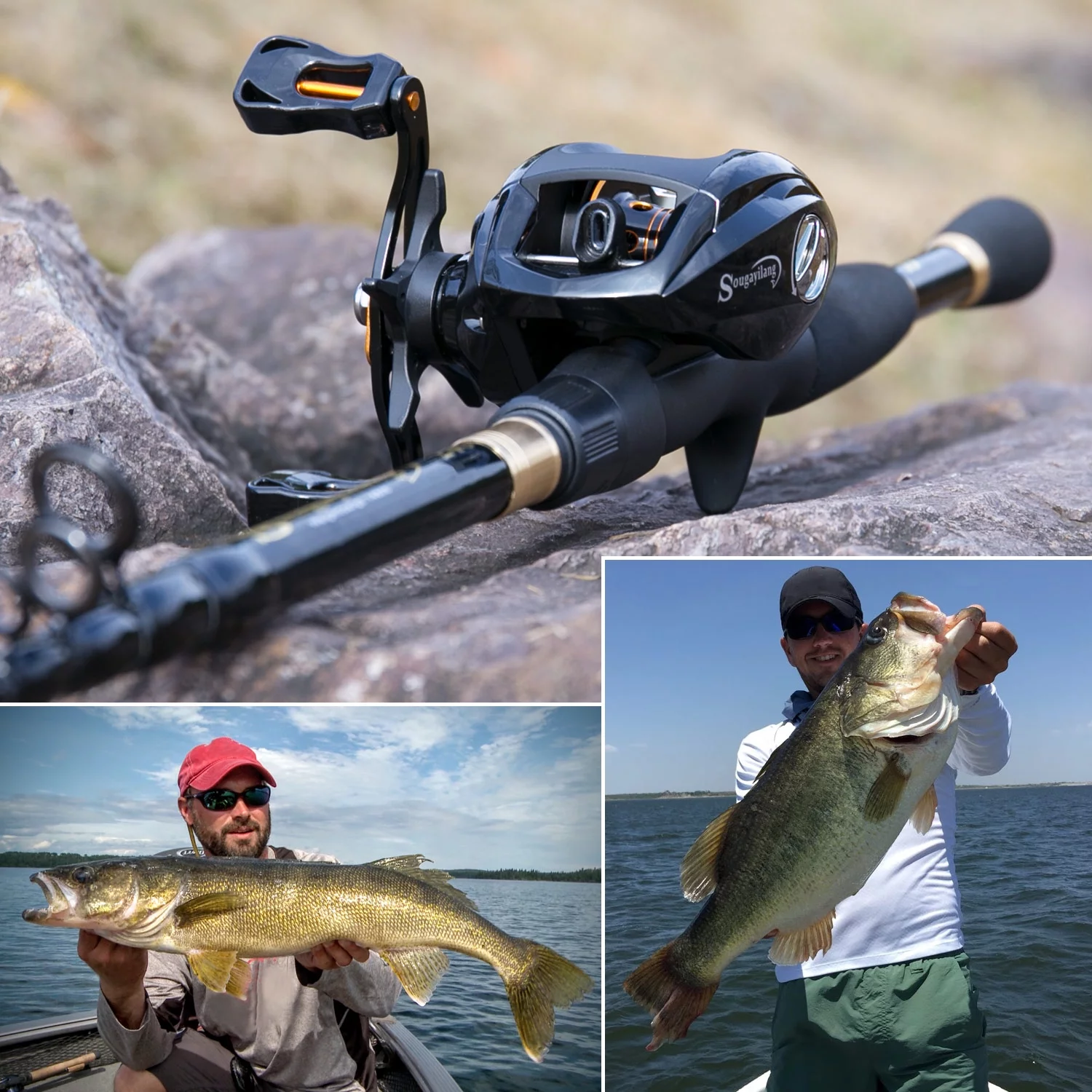 Sougayilang Baitcast Combo Telescopic Rod and 12＋1BB Baitcasting Reel for Travel Carp Bass Trout Fishing - Womvr