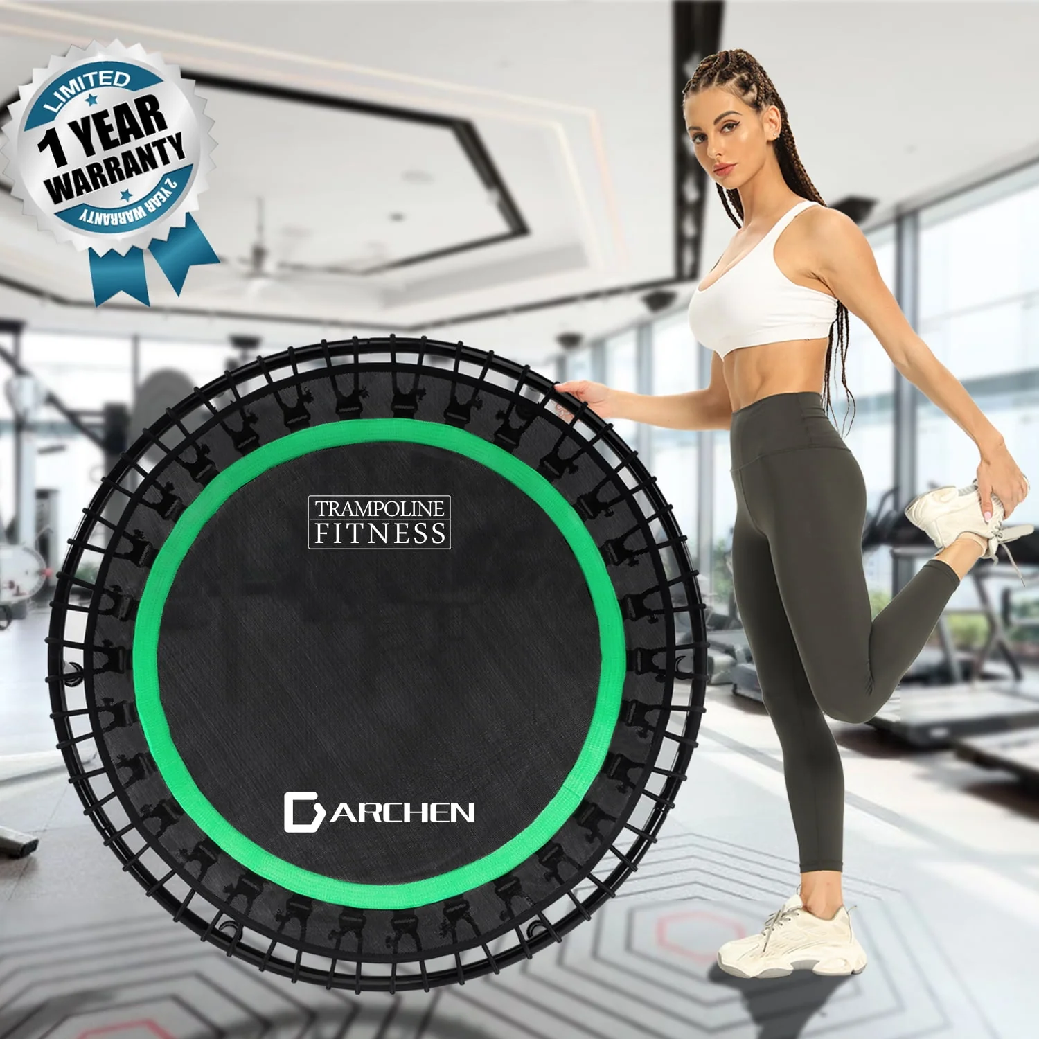 Darchen 450 lbs Mini Trampoline for Adults, Indoor Small Rebounder Exercise Trampoline for Workout Fitness for Quiet and Safely Cushioned Bounce, 40 Inch - Womvr