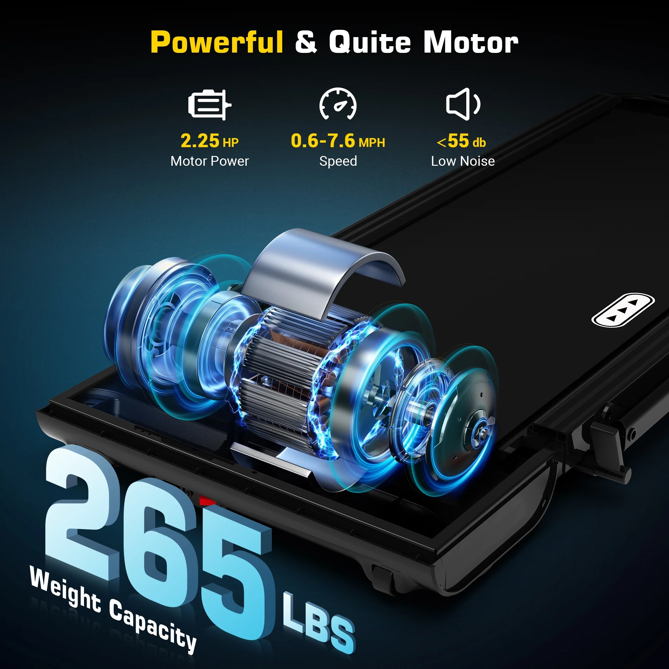 Hapycity 2 in 1 Under Desk Folding Treadmills Walking Running Machine 7.6MPH for Home Office Black - Womvr