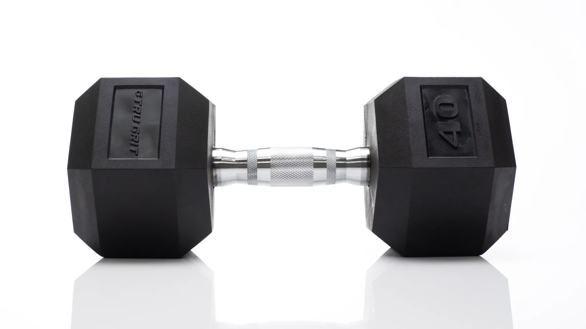 Tru Grit Fitness 40lb Black Rubber Hex Dumbbell, Single - Womvr