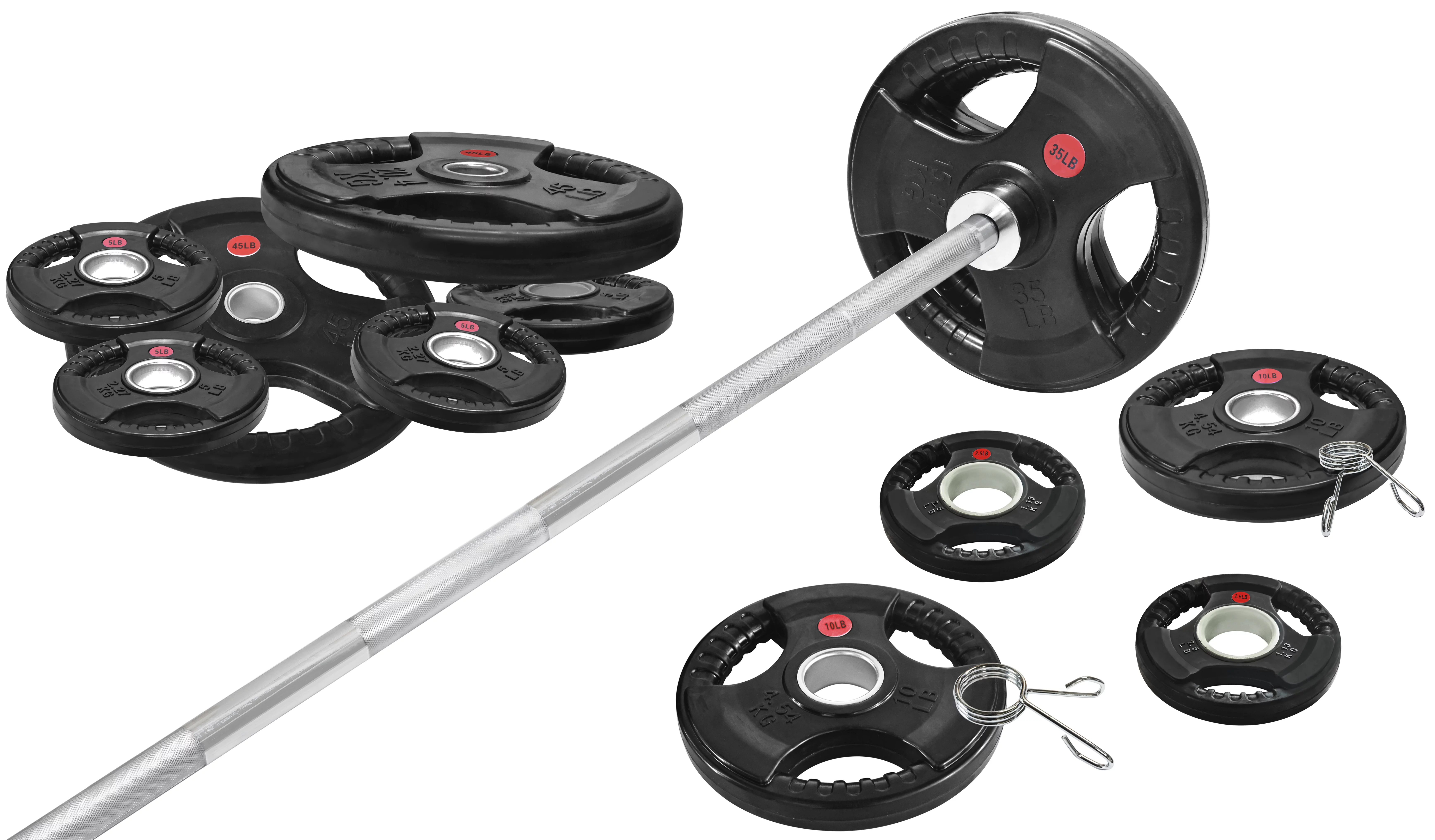 BalanceFrom Cast Iron Olympic Weight Including 7FT Olympic Barbell and Clips, 300-Pound Set (255 Pounds Plates + 45 Pounds Barbell), Multiple Packages - Womvr