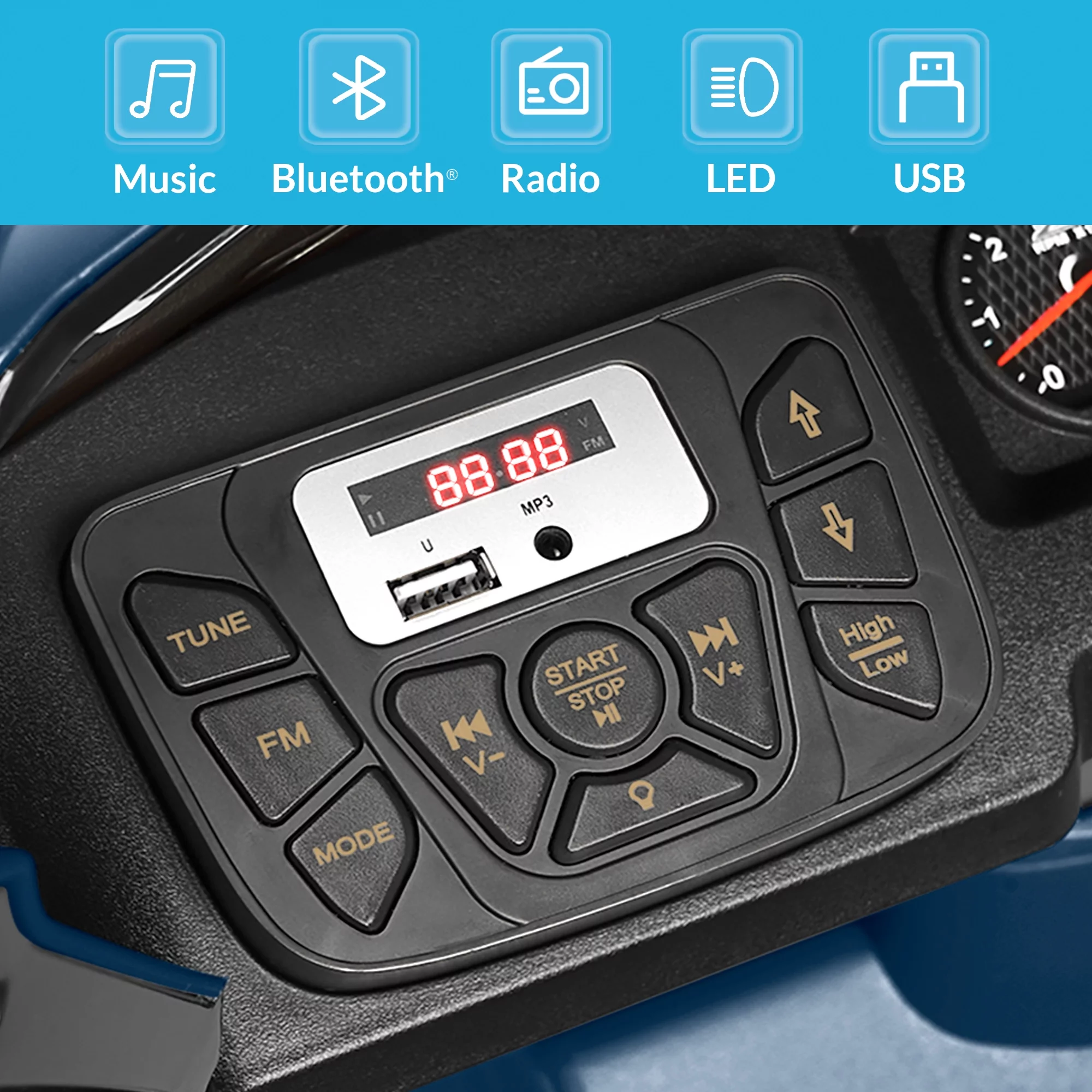 Kidzone 12V Battery Powered Licensed Chevrolet Silverado Truck - Red - Womvr