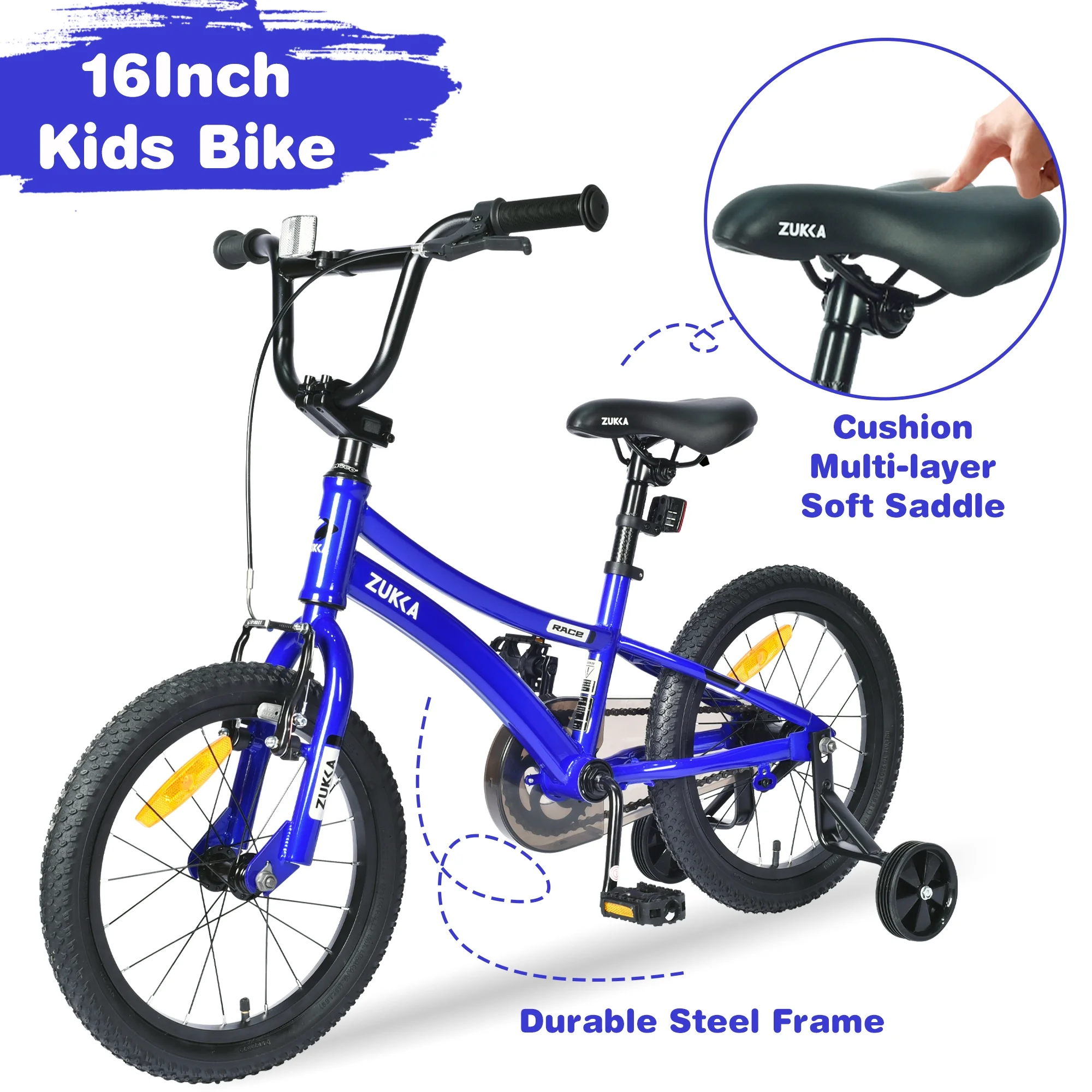 Arnahaishe 16 Inch Kids Bike with Training Wheels Boys Girls Bicycle for Age 4-7 Years Old, Orange - Womvr
