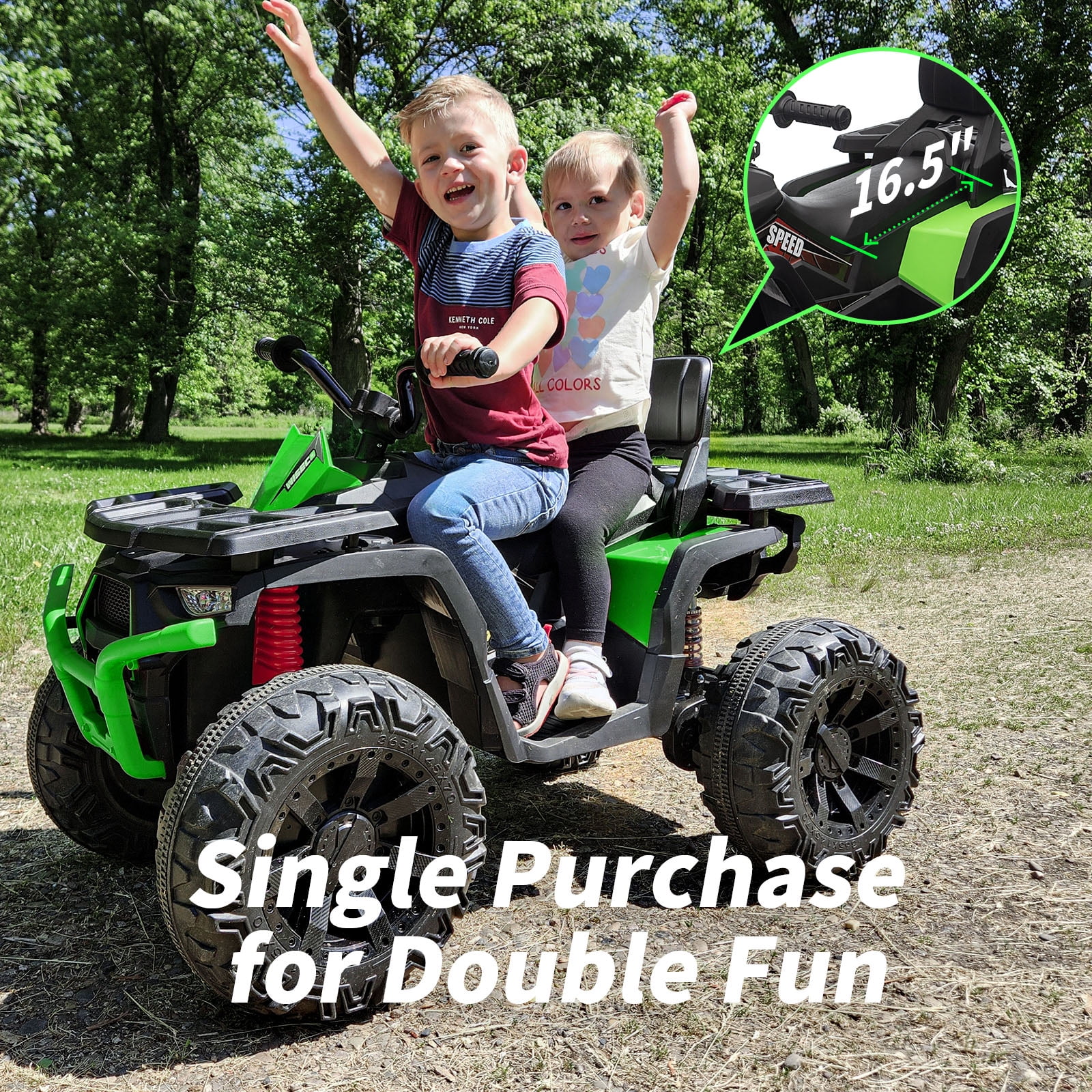 Outfunny Kids 4 Wheeler, 24V Ride on Toy Electric ATV for Big Kid Ages 3-7 - Green - Womvr