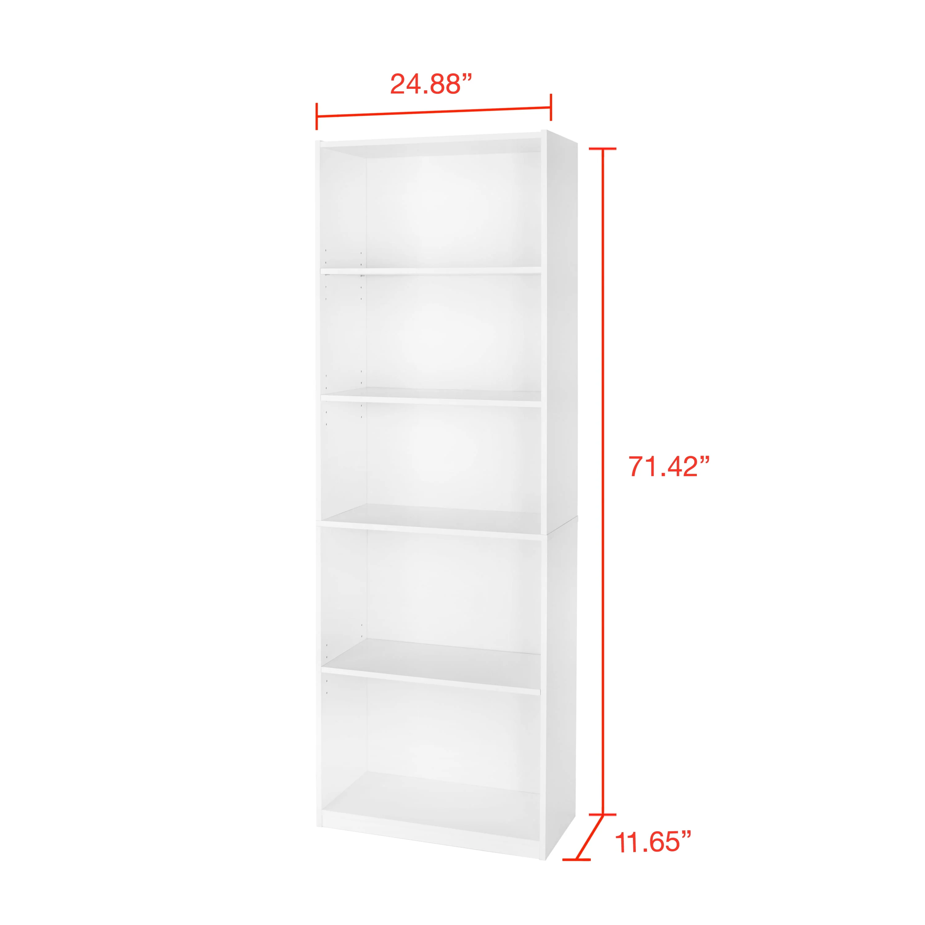 Mainstays 5-Shelf Bookcase with Adjustable Shelves, White - Womvr