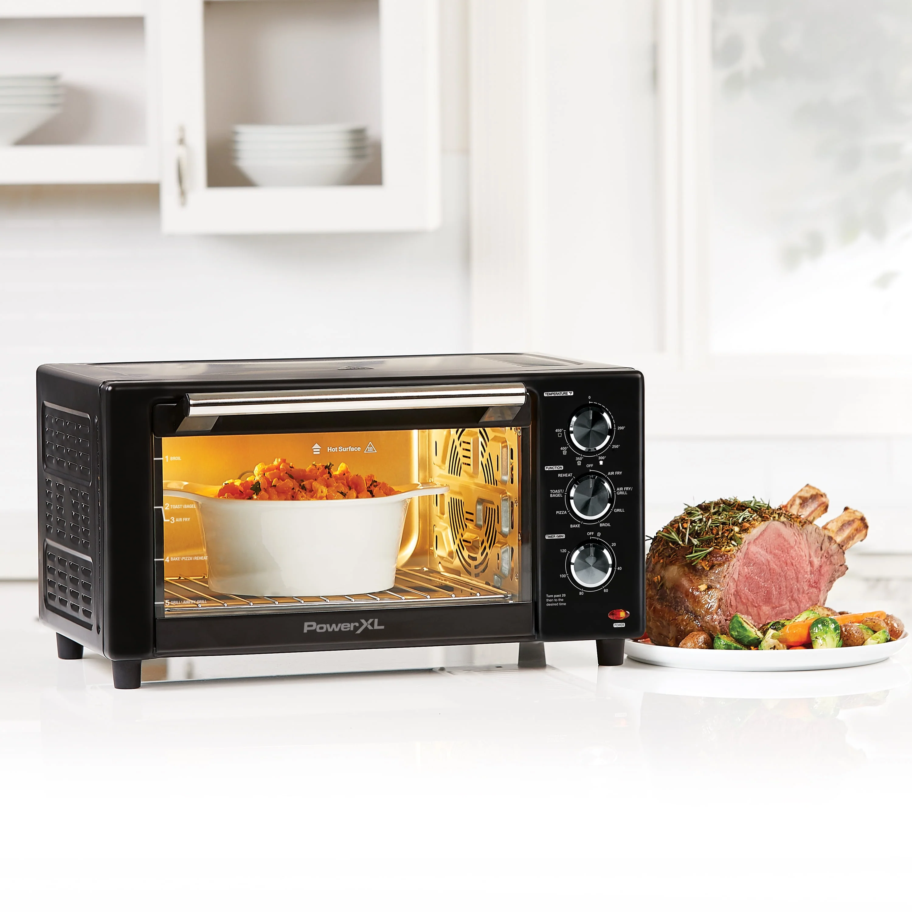 PowerXL Air Fryer Grill Plus, Toaster Oven, Black, 1500 Watts - Womvr