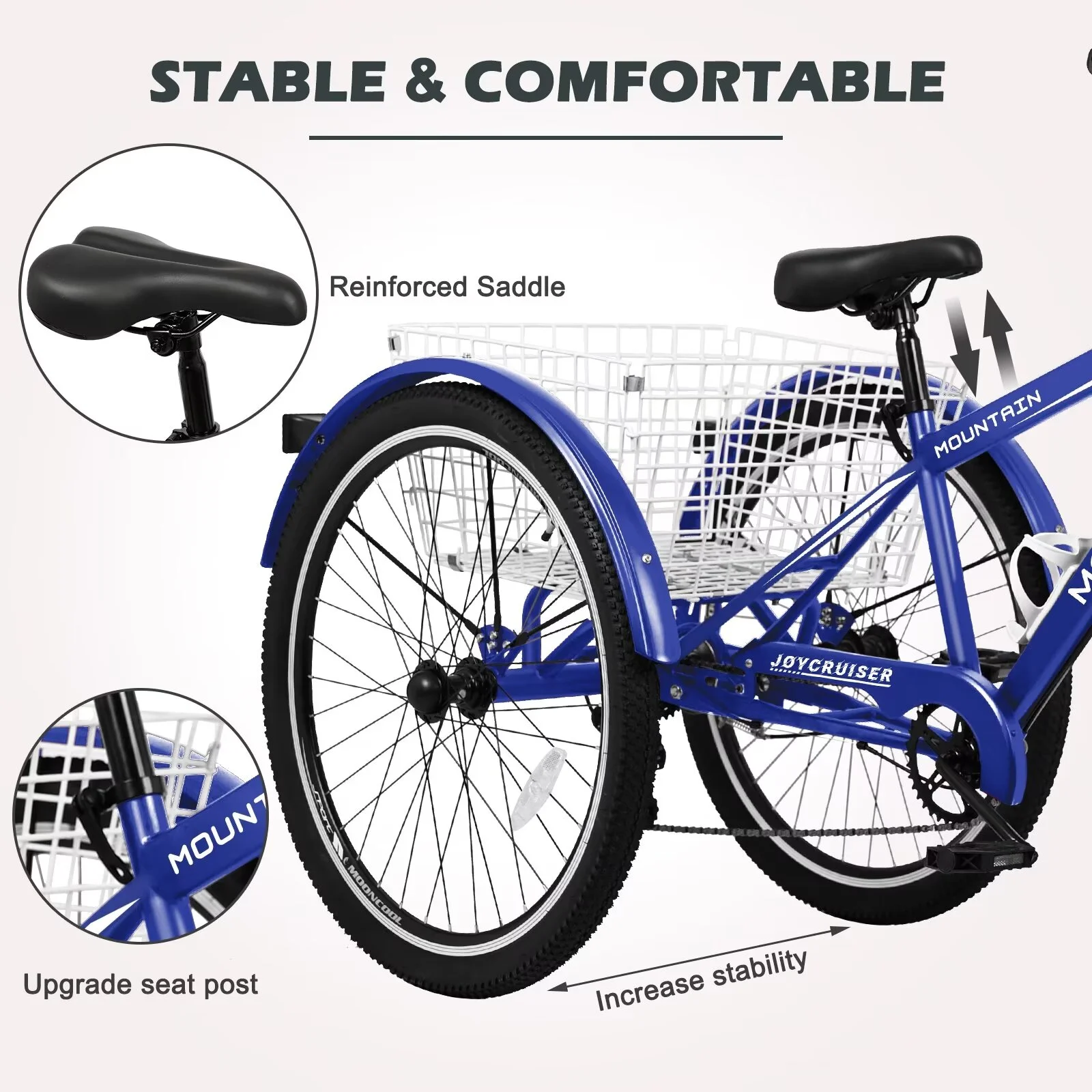 Lilypelle Adult Tricycle, 7 Speed Three Wheel Bicycles, 26